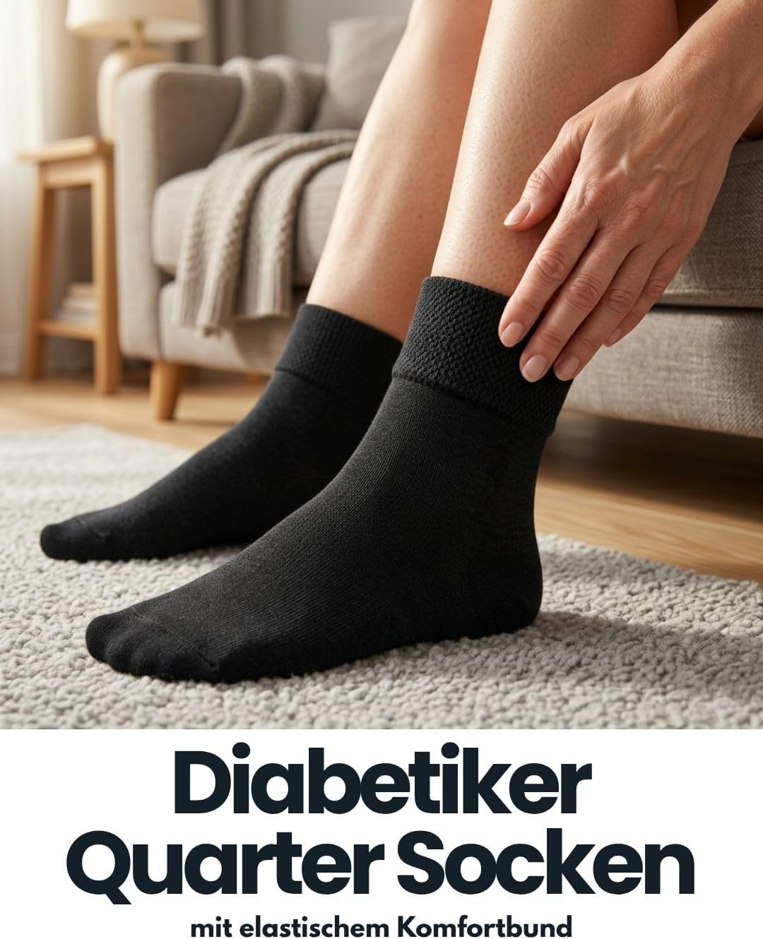 Detalle de sockenkauf24 10 Paar kurze Diabetikersocken Quarter – ohne Gummibund, nahtfrei, venenerfreundlich