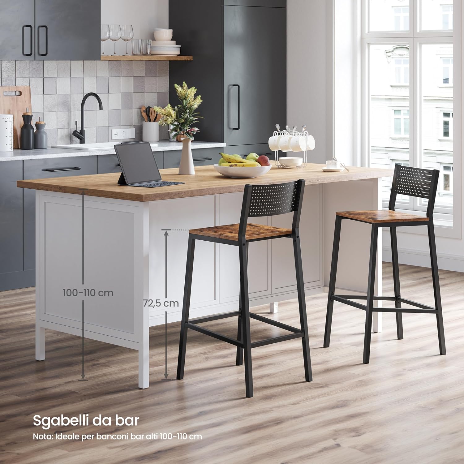 Detalle 2 de VASAGLE LBC070B01 Sgabelli cucina 130 kg