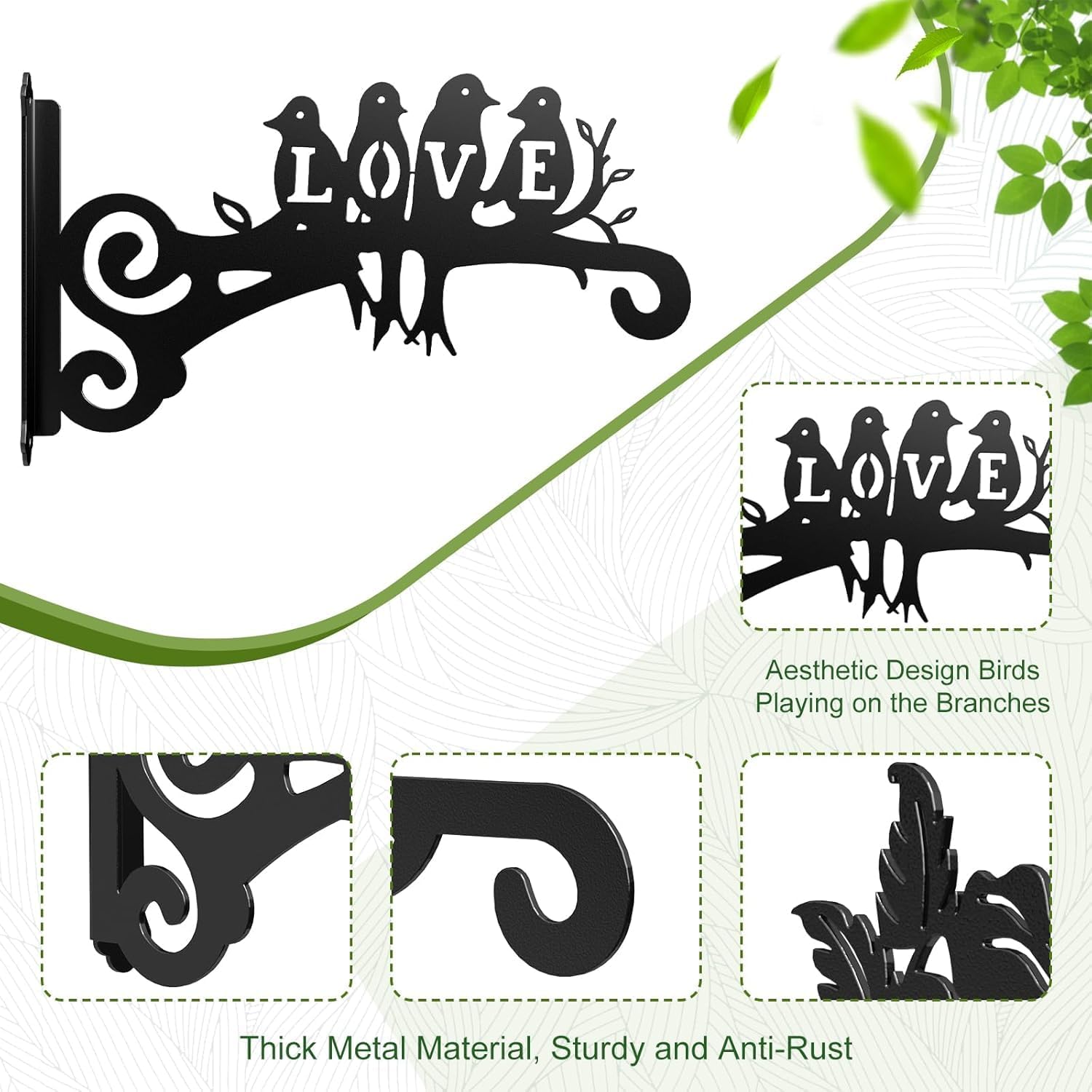 Thumbnail 6 de 2 PCS Metal Plant Hangers with Bird Design