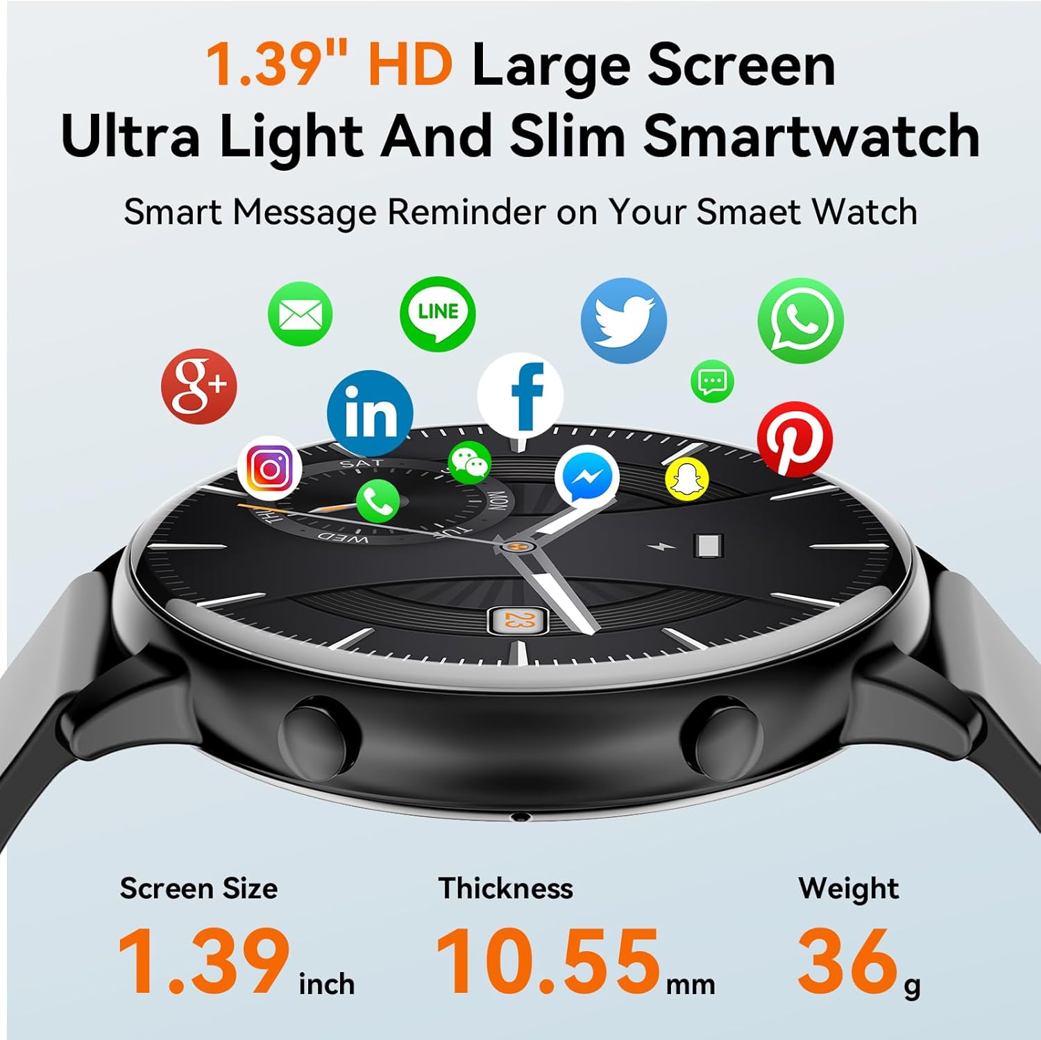 Thumbnail 1 de Hwagol Smart Watch (Answer/Make Calls) with 1.39" Fitness Tracking