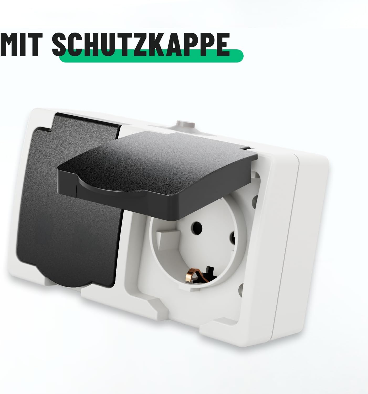 Thumbnail 4 de Feuchtraum-Aufputz-Steckdose greate 10x 2fach mit Klappdeckel IP54 (250 V, 16 A)