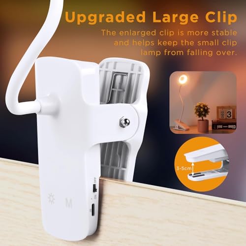 Detalle de Akynite 3W Rechargeable Clip Lamp: Flexible 360° Bedside Reading Light