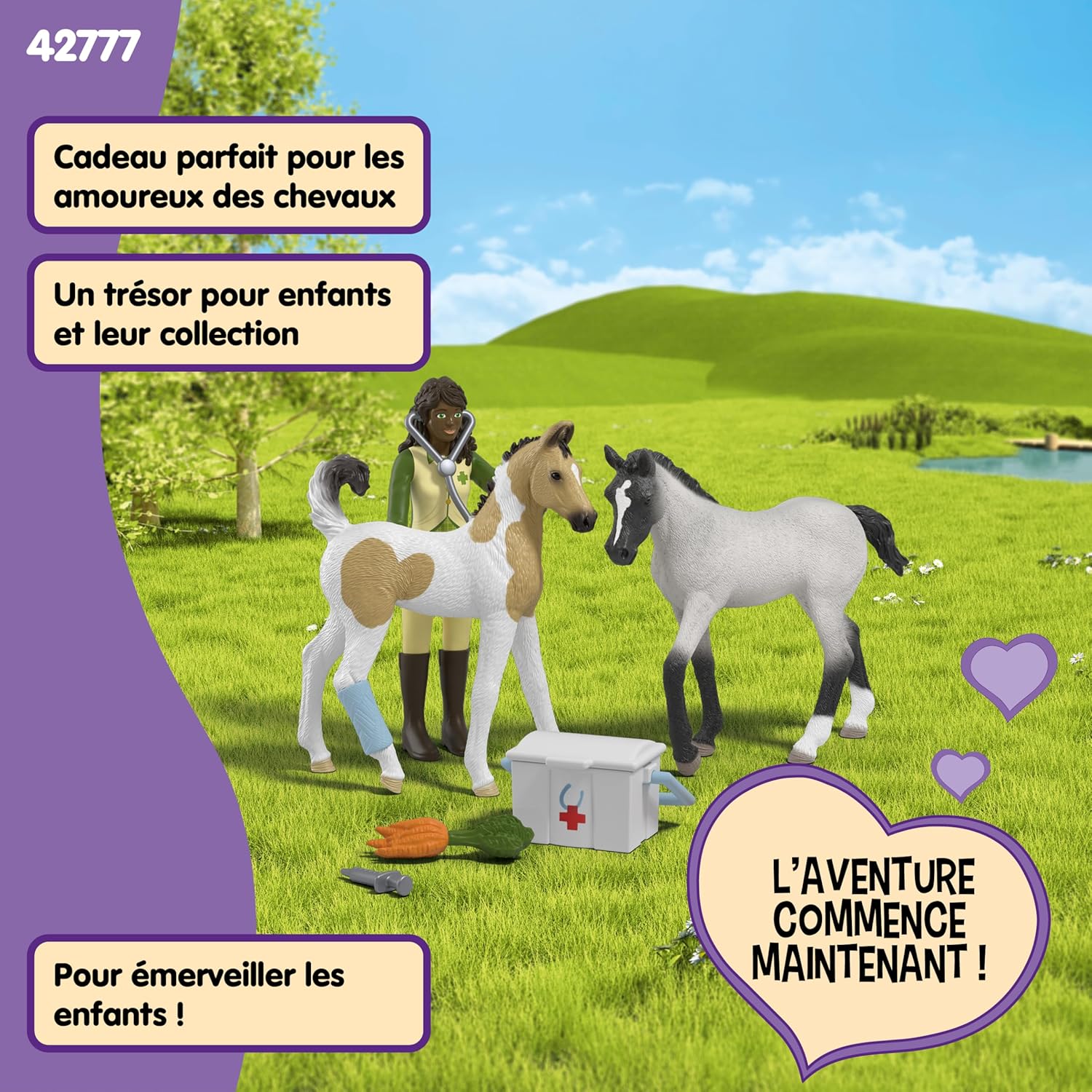 Detalle 2 de Schleich Horse Club Sarah : kit de premiers secours 42777 avec 2 poulains et coffret 8 pièces dès 5 ans