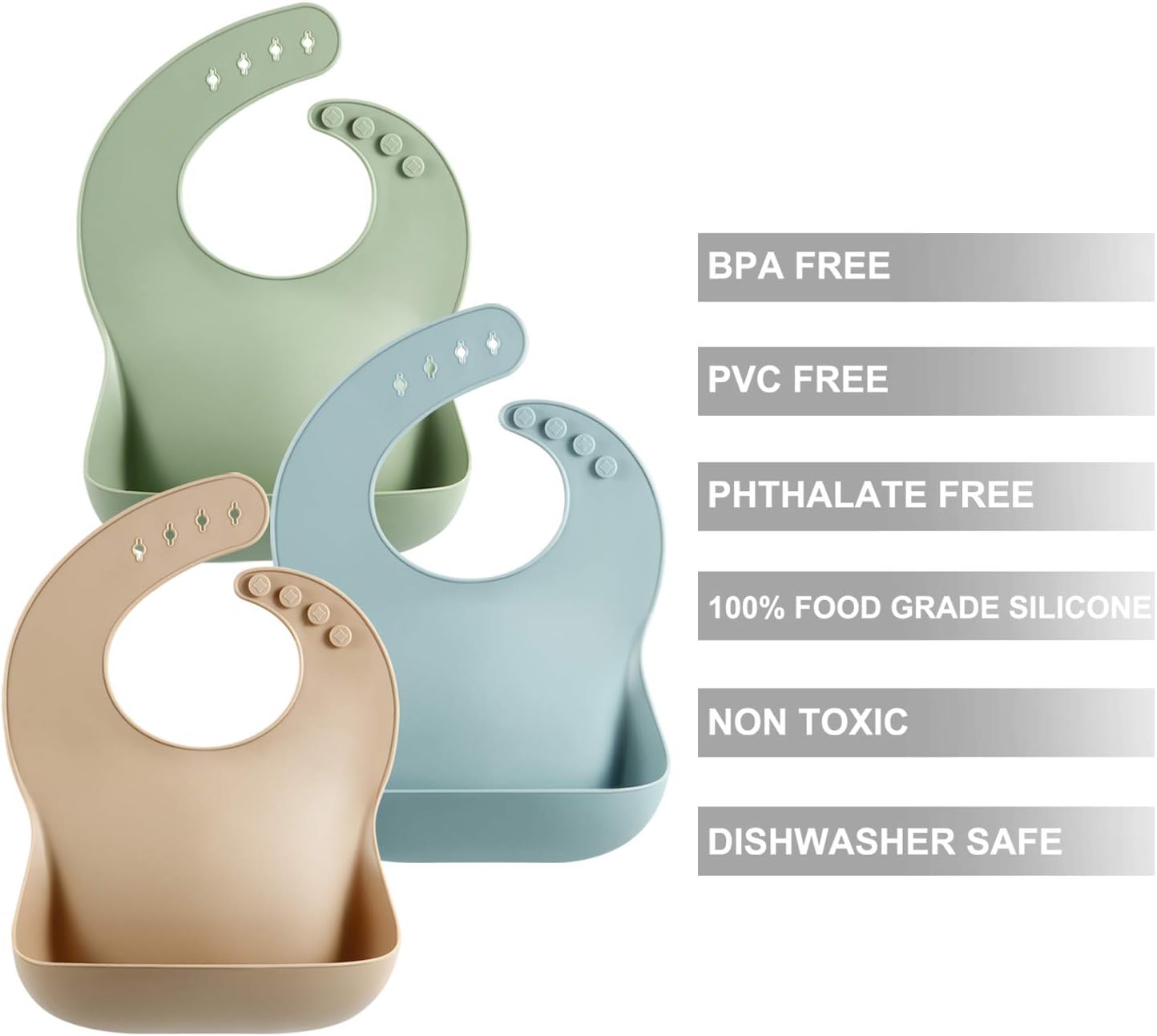 Thumbnail 5 de PandaEar Silicone Baby Bibs Set 3 for 10–72 Months