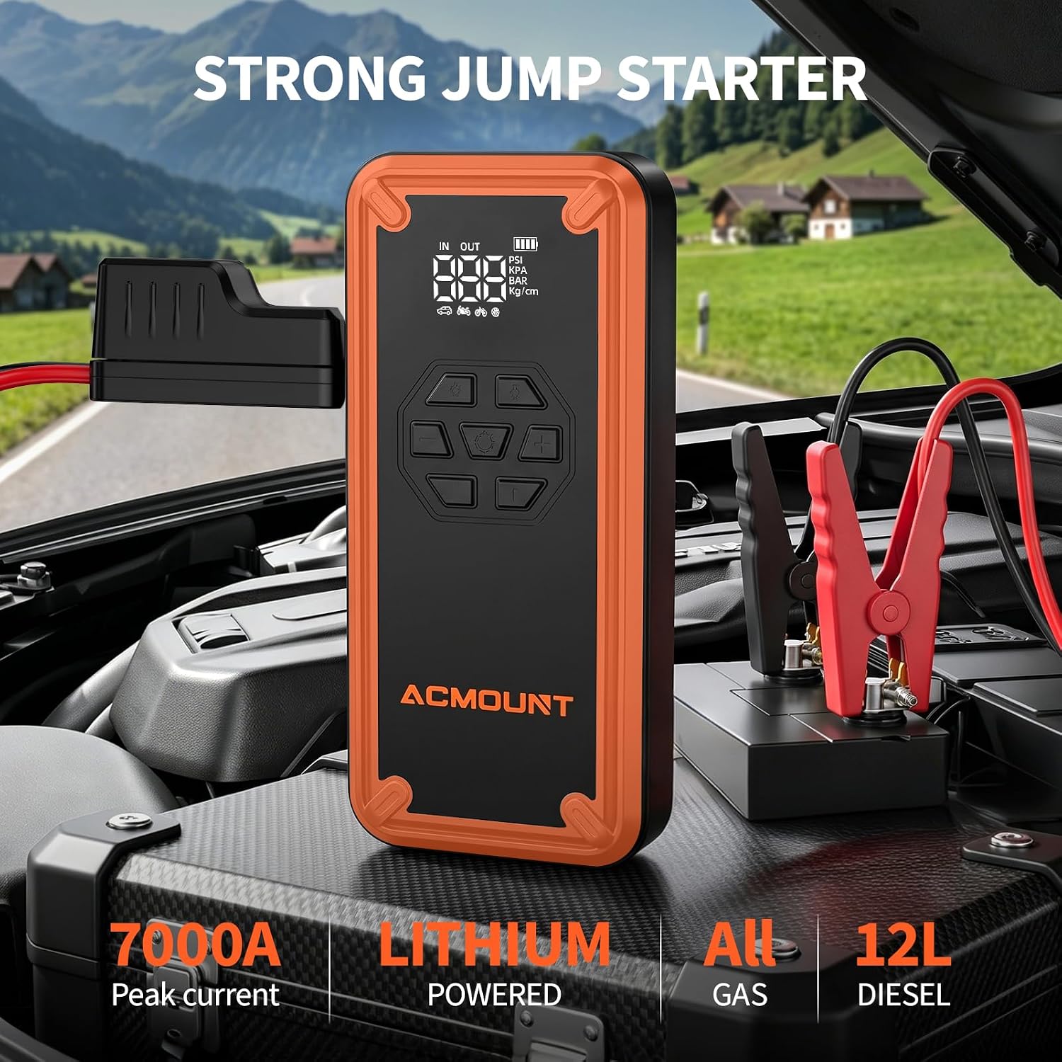 Detalle 2 de Acmount jump starter with 150 PSI air compressor