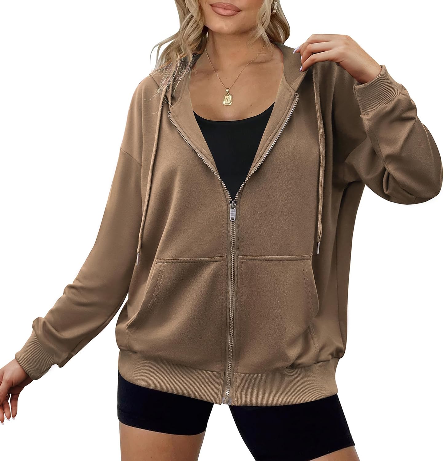 Thumbnail 6 de Zeagoo Women's Lightweight Hoodies Full Zip Up Oversized Sweatshirt with Pockets