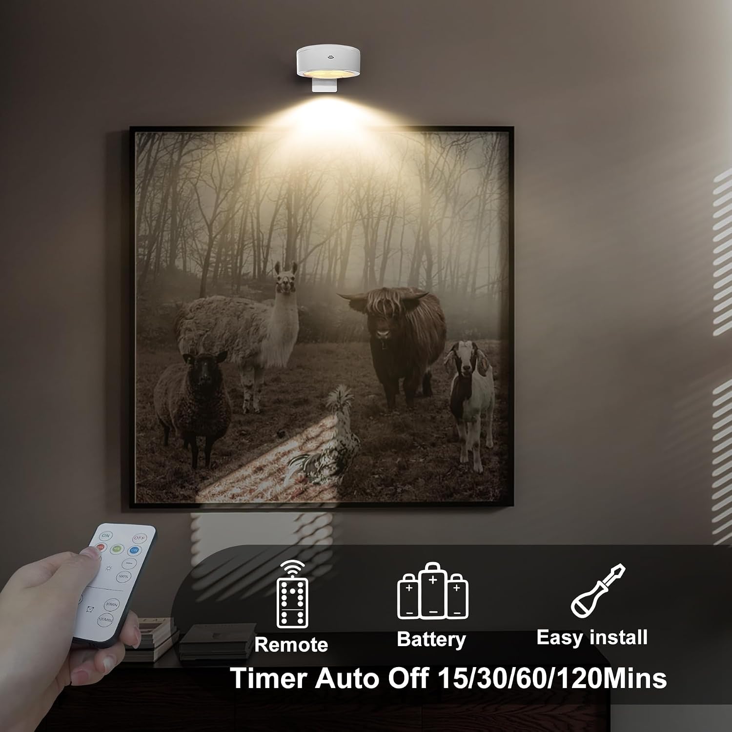 Detalle 2 de Xuolder Battery-Operated Picture Lights 3-Pack