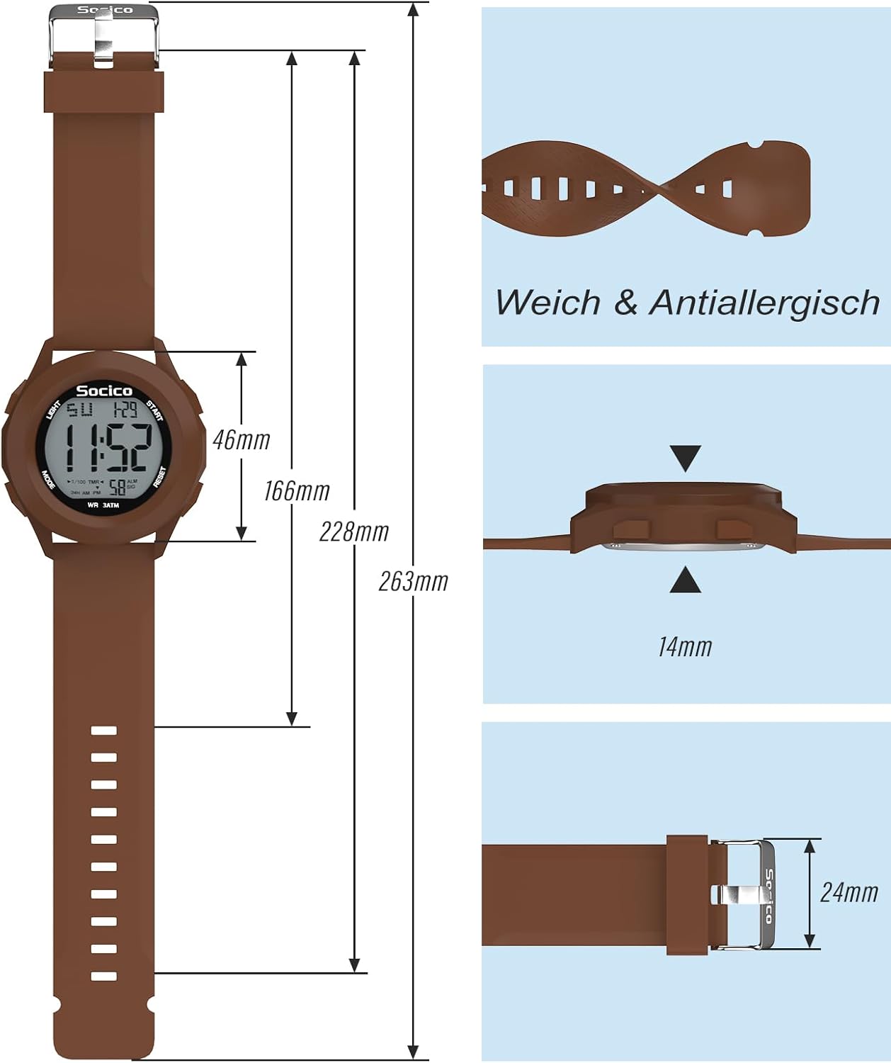 Thumbnail 2 de SOCICO Herren Digitaluhr Großes Display