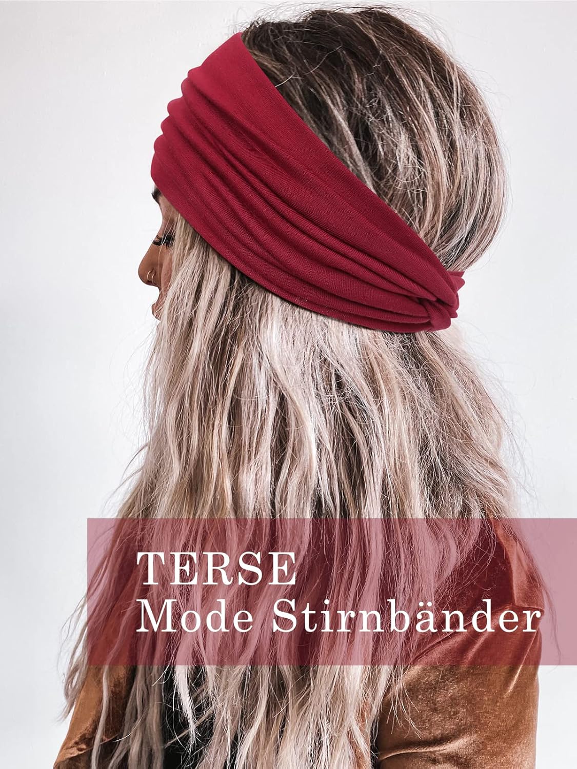 Thumbnail 5 de Haarband Damen Boho Stirnbänder – 4er-Set aus weichem Polyester, breites Turban-Stirnband (14×25 cm) – elastisch, bequem und vielseitig