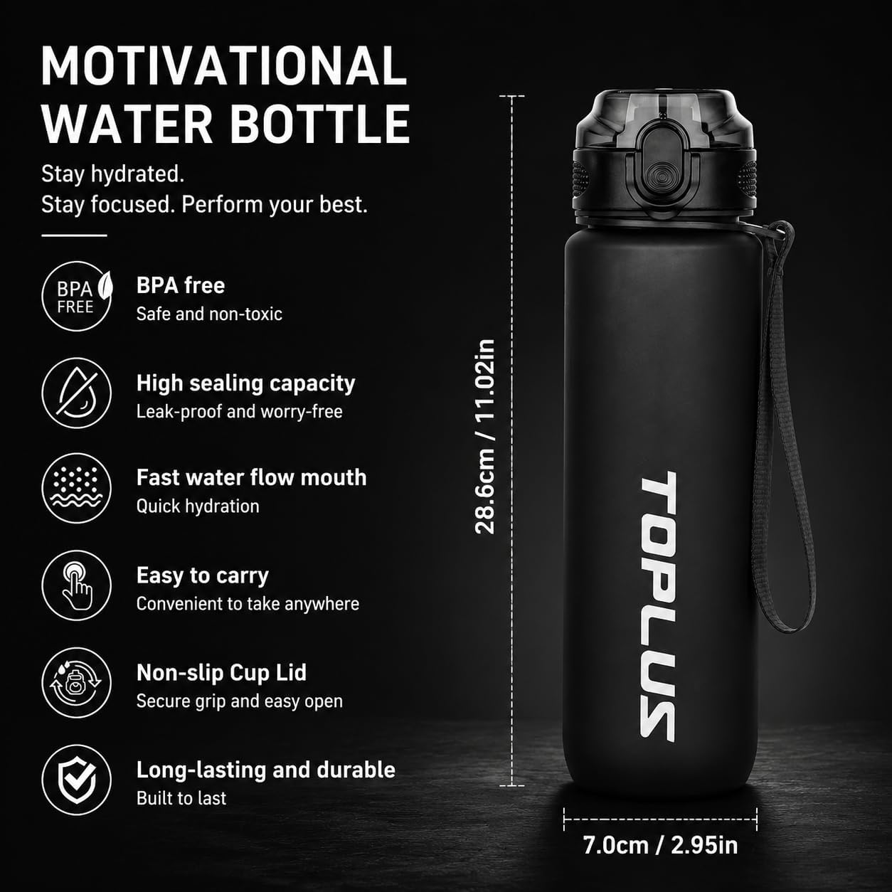 Detalle de TOPLUS 1L BPA-Free Tritan Sports Water Bottle