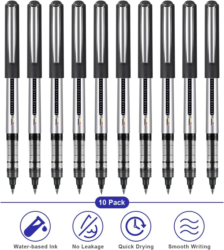 Detalle de OFFCUP Liquid Ink Rollerball Pen (10-pack), 0.5mm Quick-Drying Gel Pens in Black