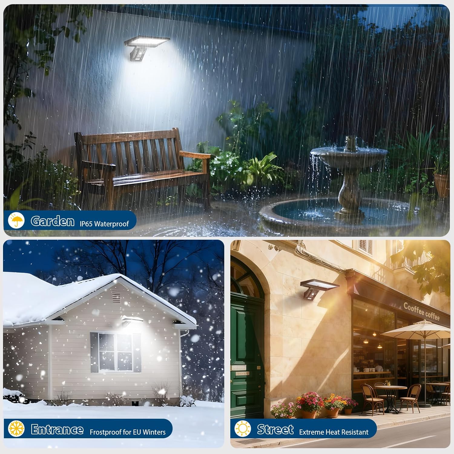 Thumbnail 4 de JESLED 104 LED Solar Security Lights with Motion Sensor and 3CCT – IP65, USB Charge