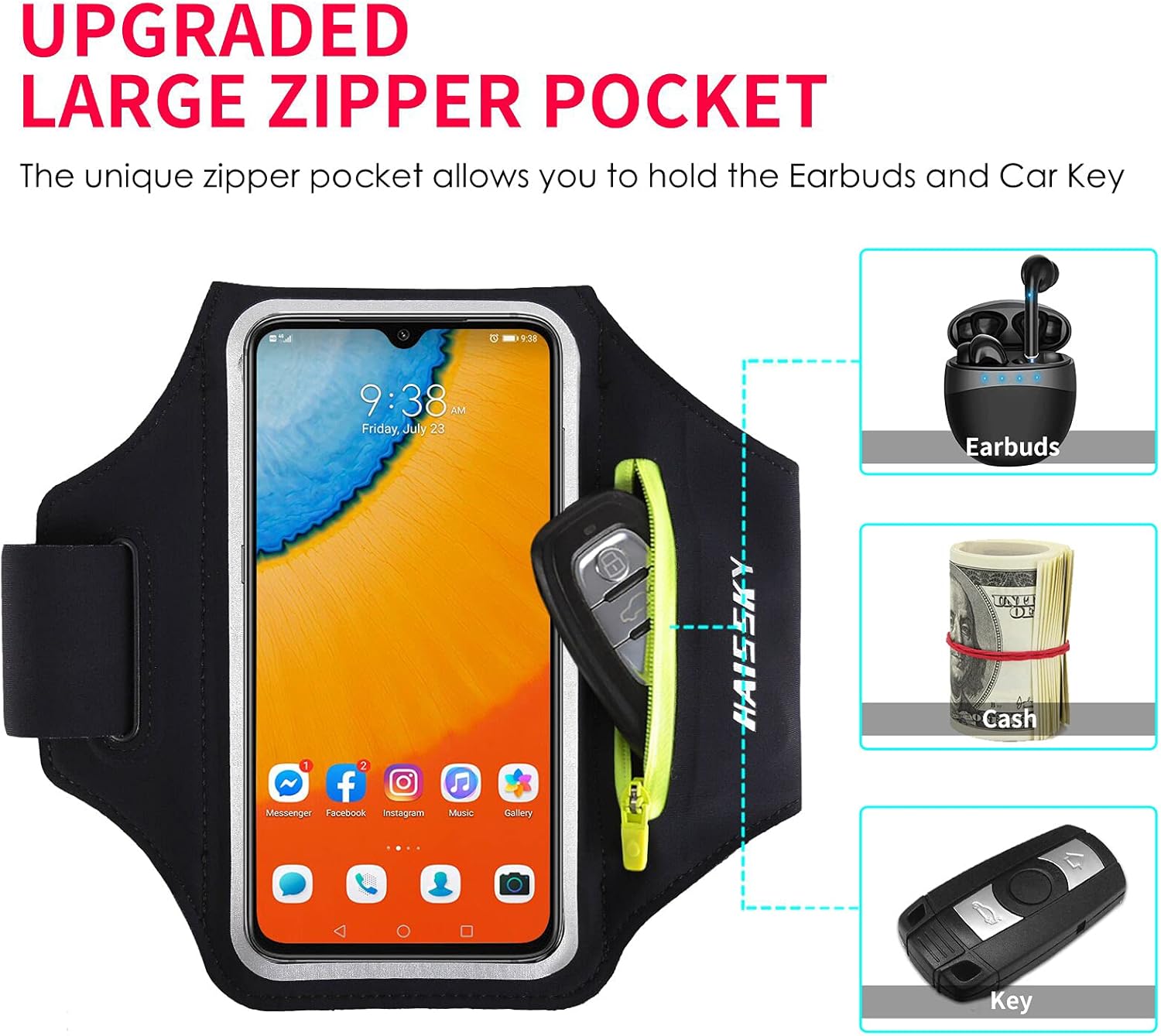 Detalle de HAISSKY Running Armband for phones up to 6.9