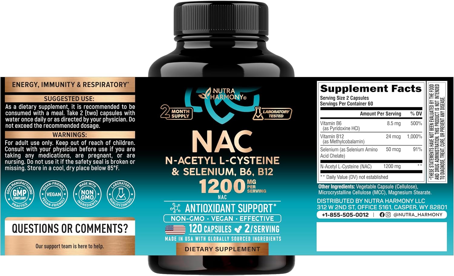 Detalle 2 de NUTRAHARMONY NAC Supplement 120 Capsules