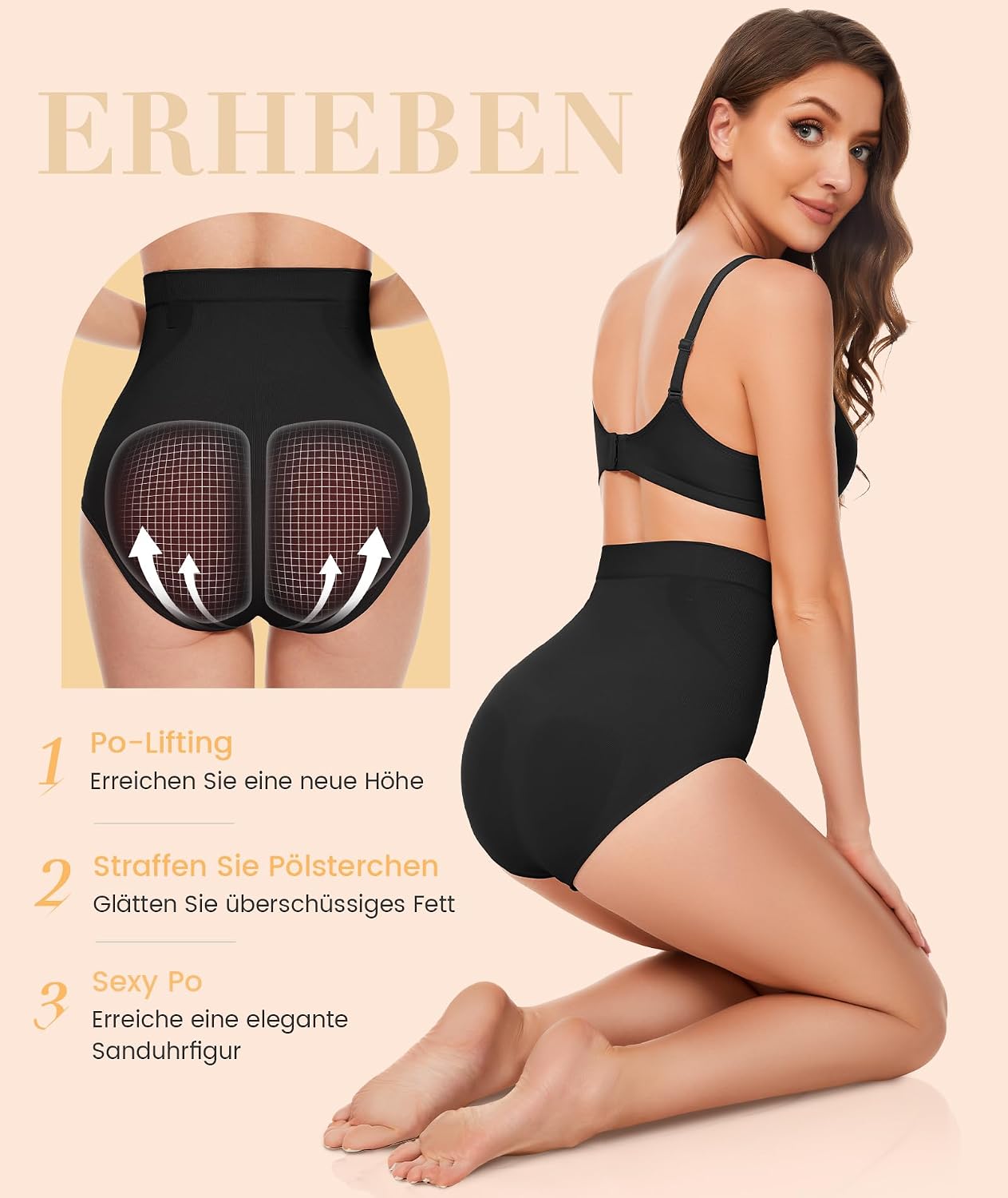 Detalle de SIMIYA Shapewear Damen Bauchweg Unterhose – Figurformende Miederhose mit 4 Stäben
