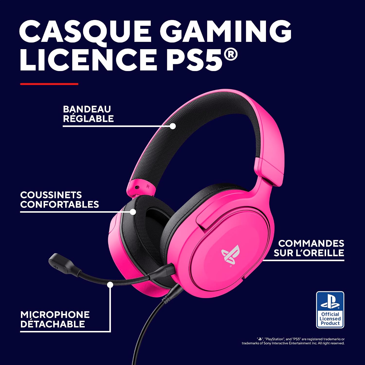 Detalle 2 de Trust Gaming GXT 498P Forta, casque PS5 50 mm