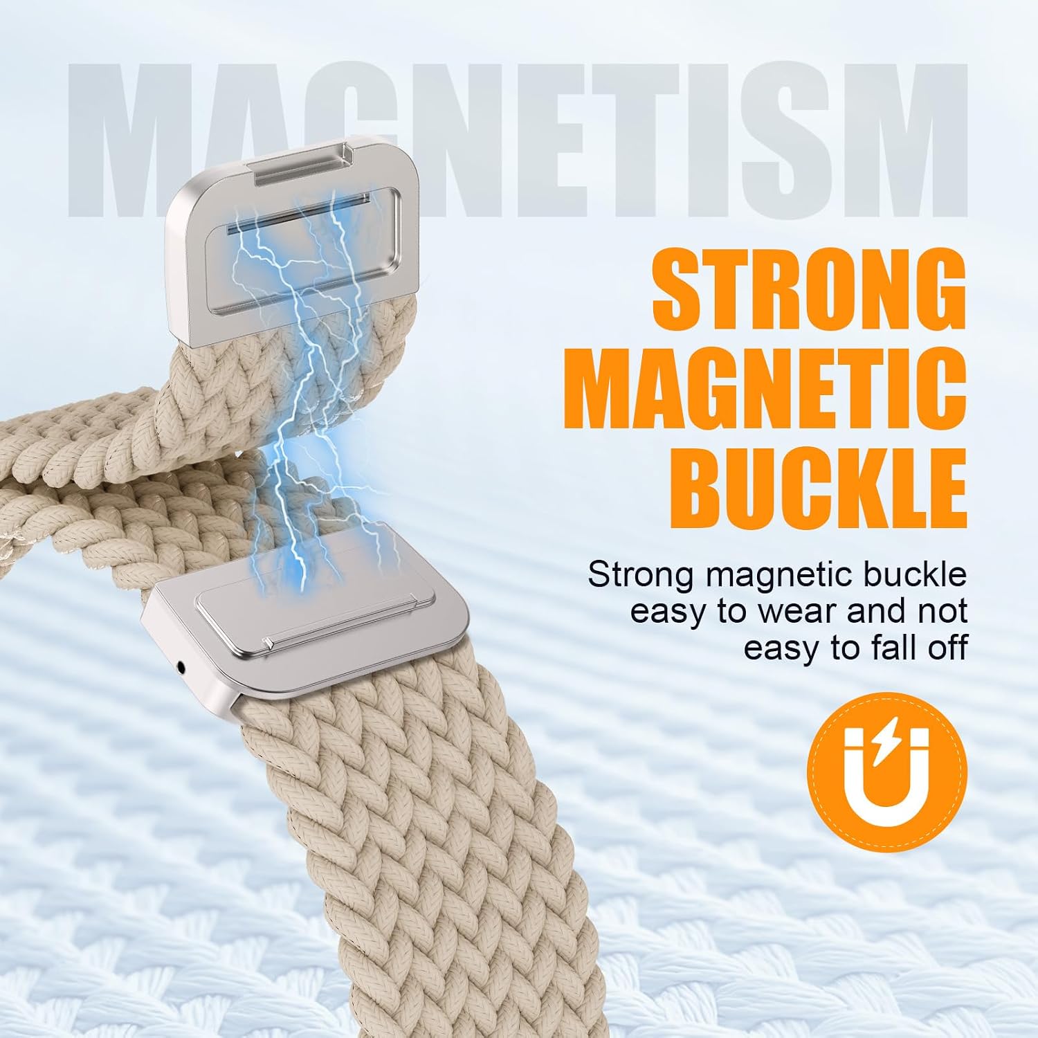 Thumbnail 1 de Magnetic Braided Stretchy Loop for Apple Watch — 38mm to 49mm, Nylon Braided Solo Loop with Magnetic Clasp
