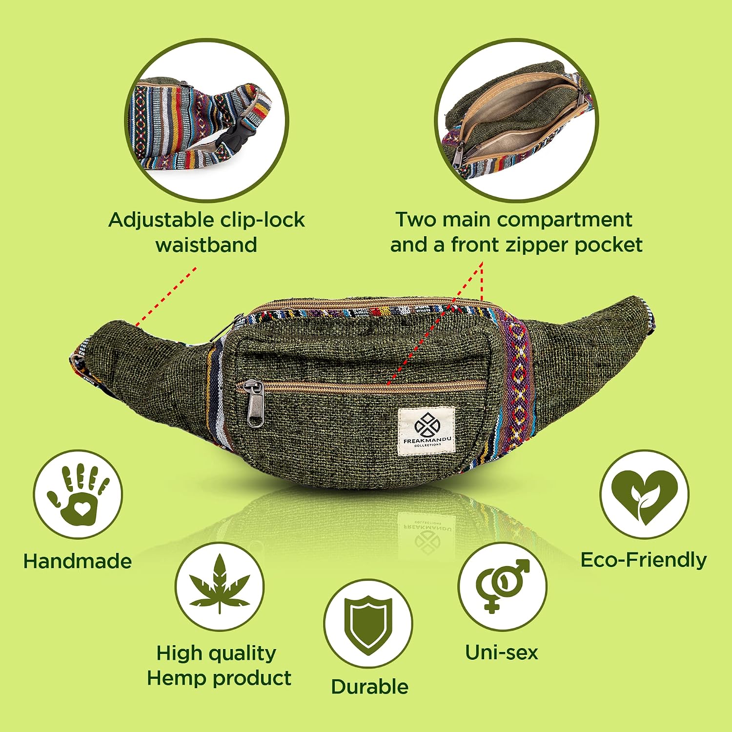 Detalle 2 de Freakmandu Hemp Fanny Pack