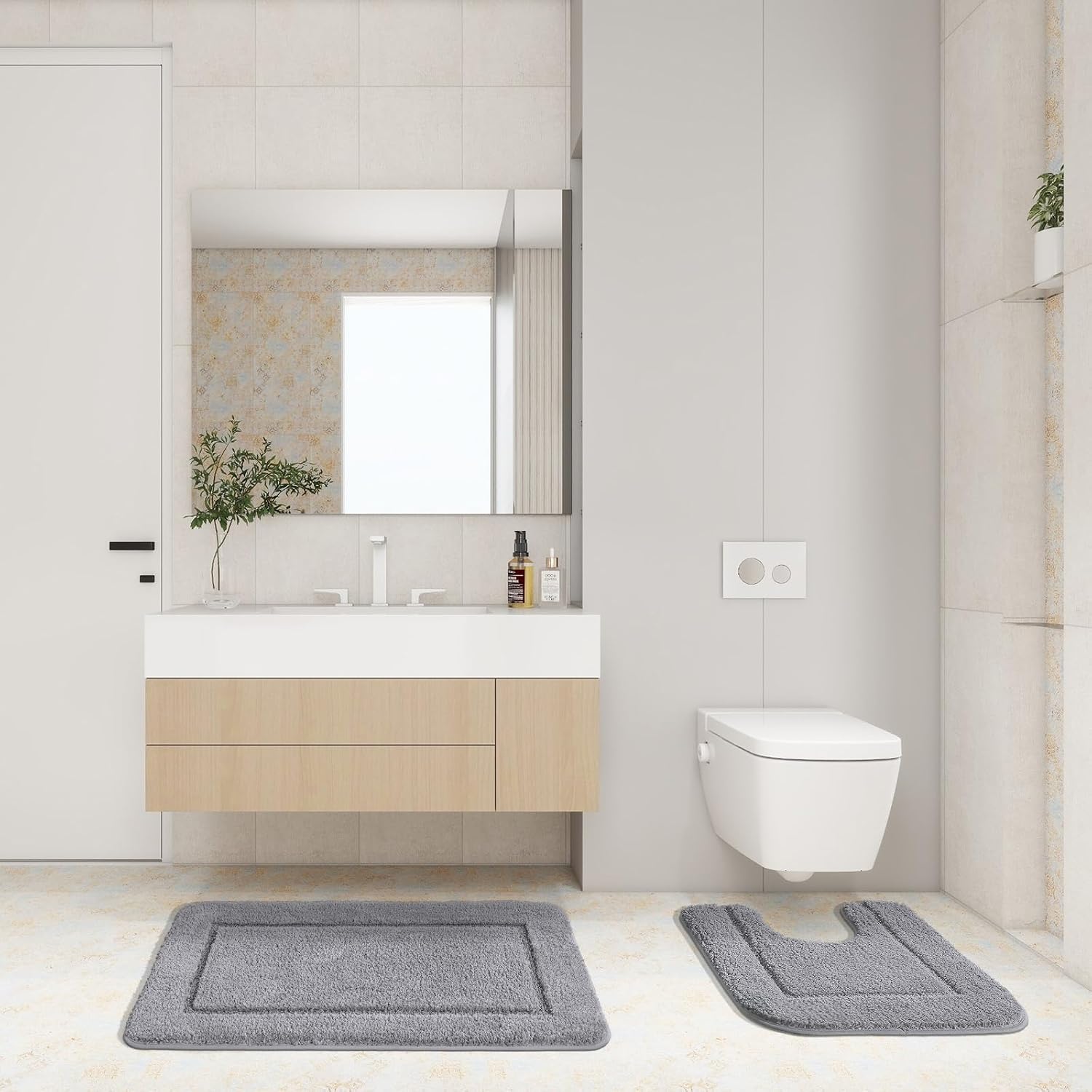 Thumbnail 5 de SOANNY Grey Bath Mat Set of 2