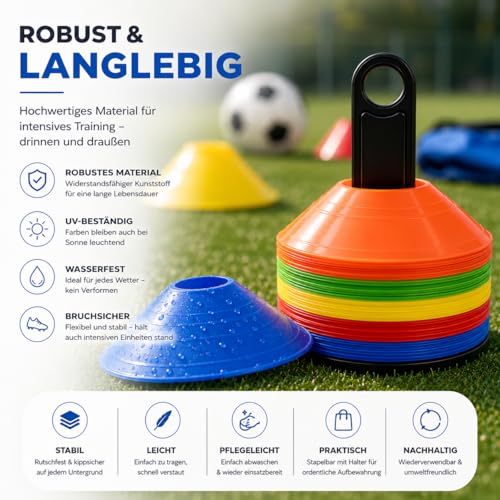 Detalle de OUTDOORN 20 cônes de marquage colorés pour entraînement football et slalom