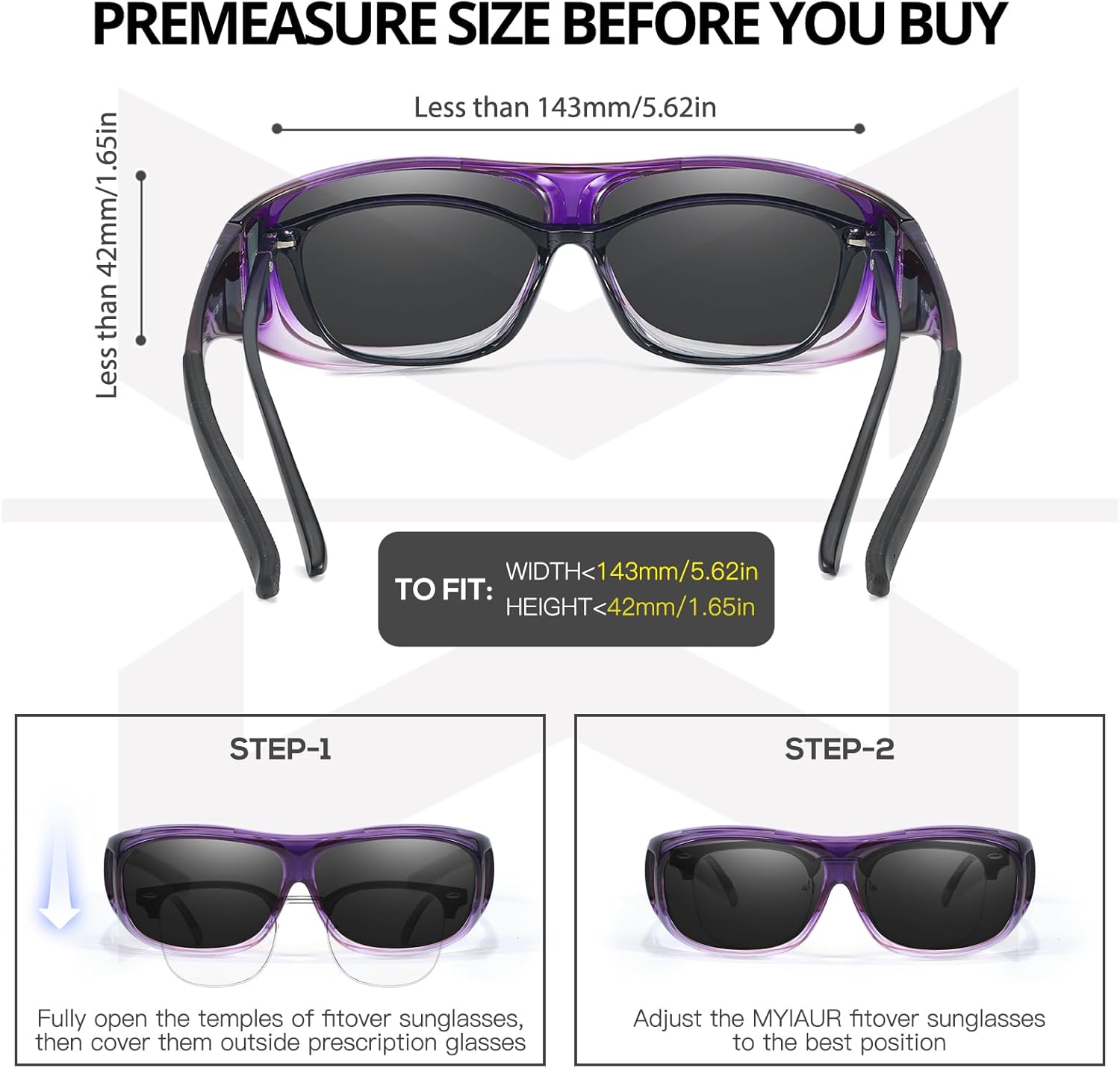 Thumbnail 3 de Myiaur over-glasses polarised wraparound sunglasses with UV400 protection