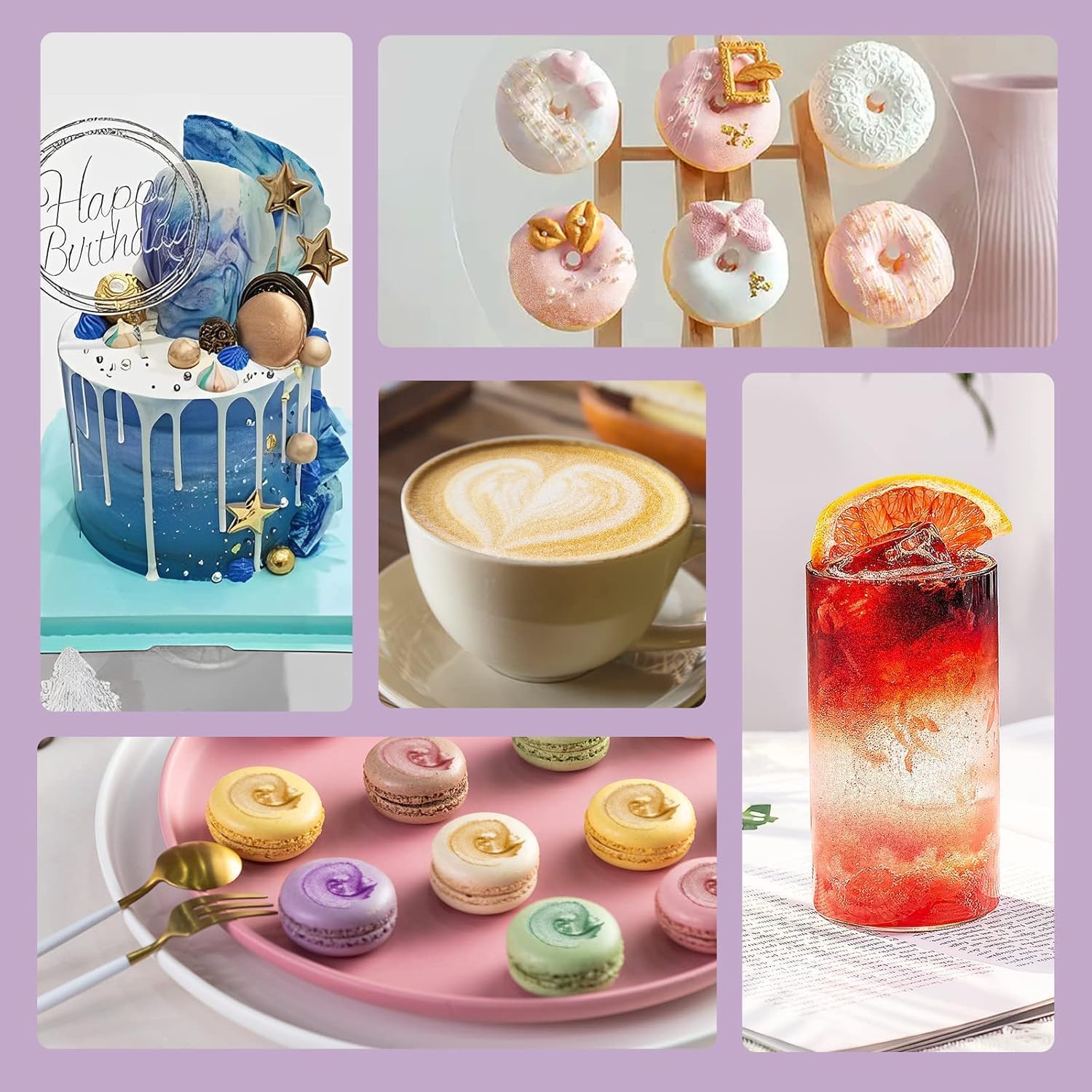 Detalle de Cakestar Edible Luster Dust, 8-Colour Set, 7 g for Drinks and Desserts