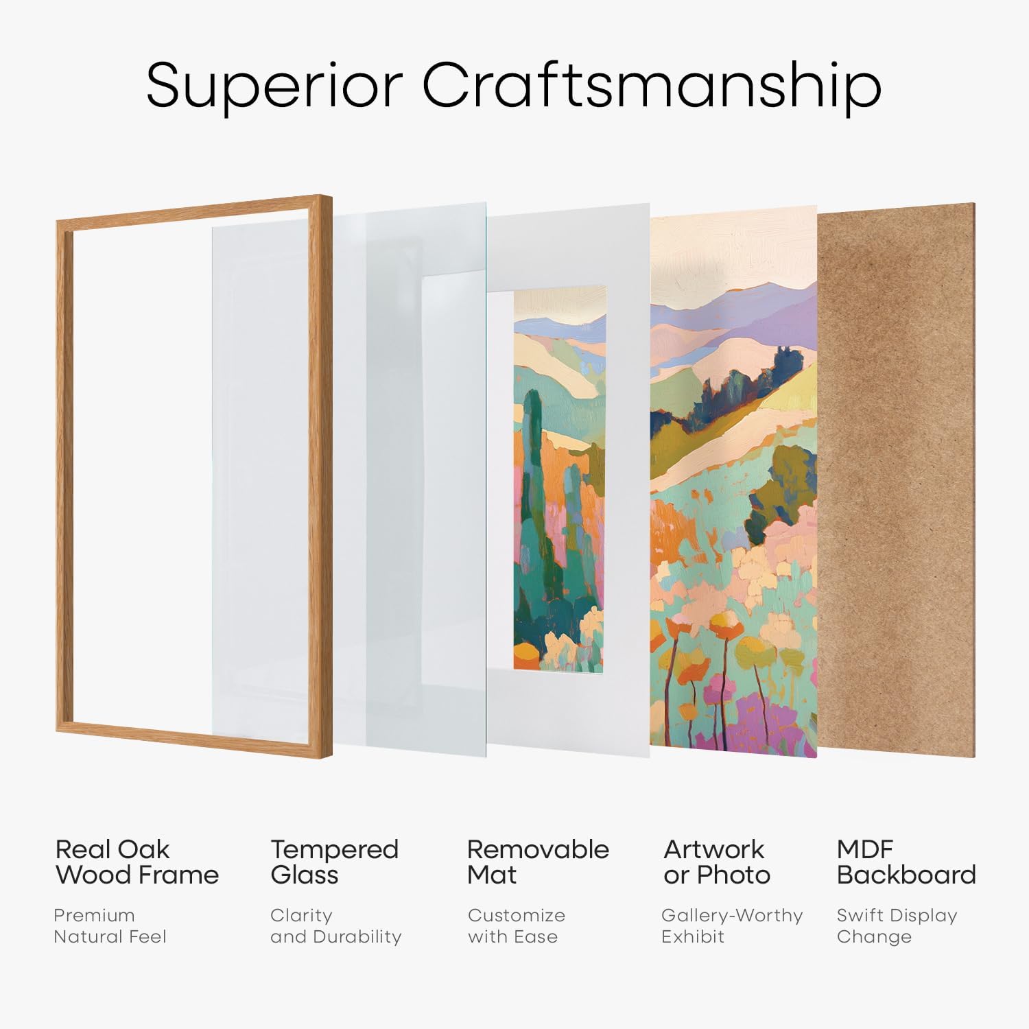 Thumbnail 6 de Homeforia 22.375x34 Puzzle Frame — Natural Oak, High-End Gallery-Style Wood Frame