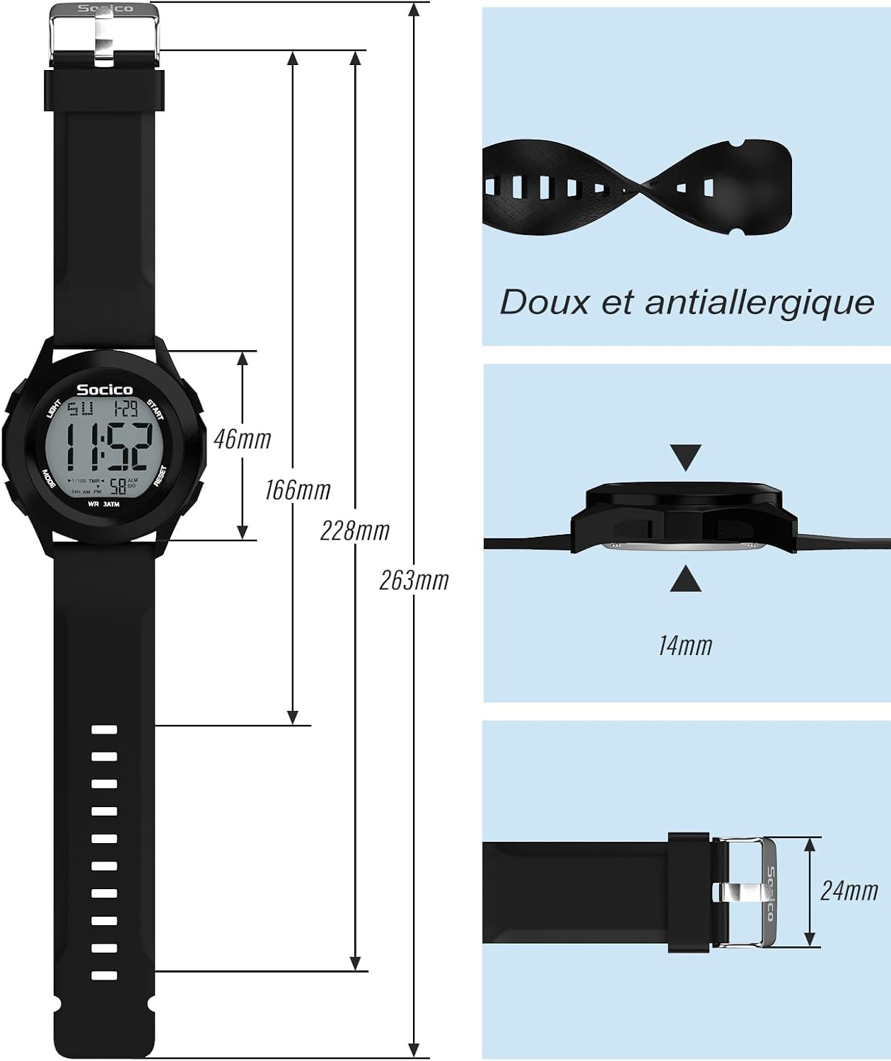 Detalle de SOCICO Montre numérique sport militaire