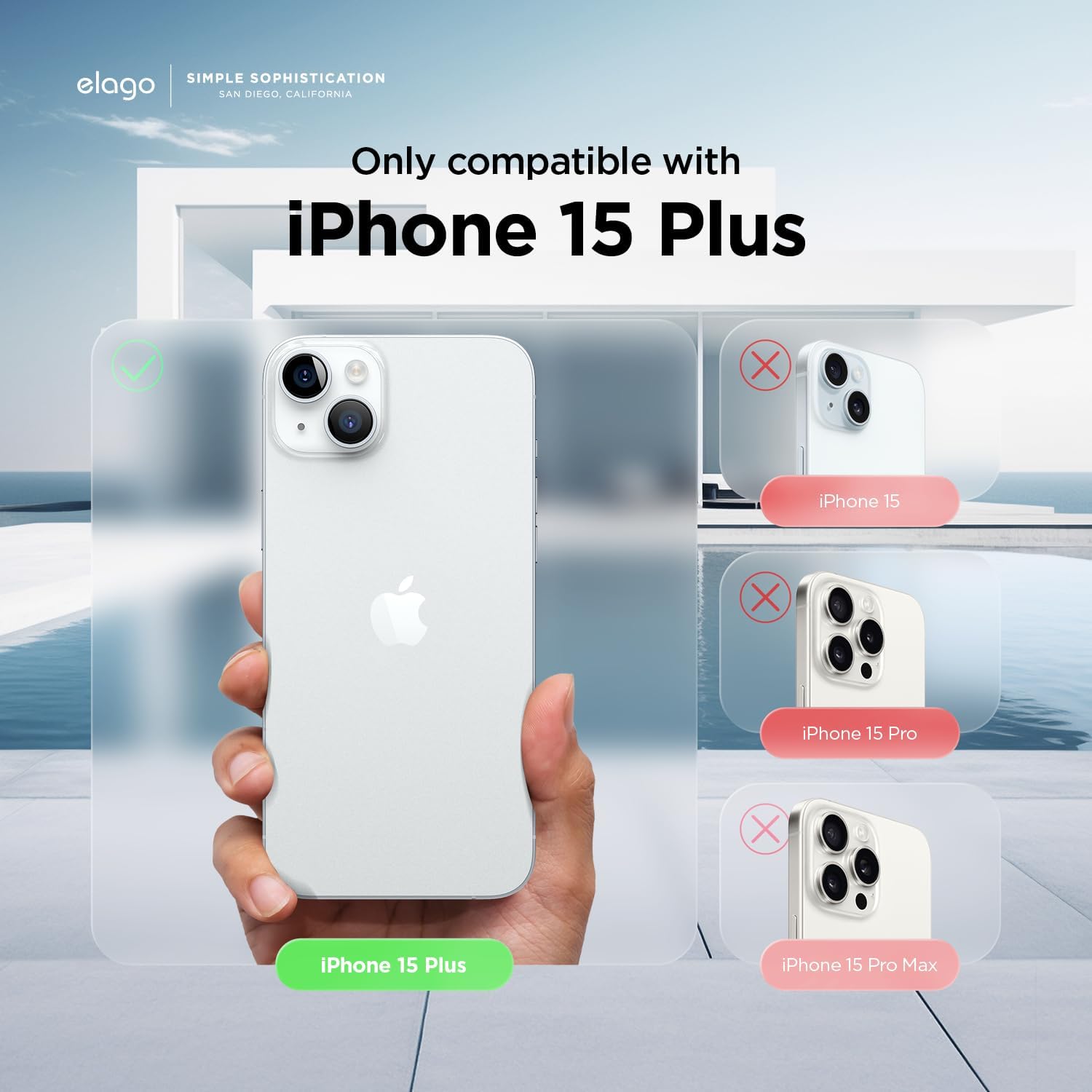 Thumbnail 1 de elago Cover ibrida trasparente per iPhone 15 Plus (policarbonato + TPU), protezione anti-cadute e anti-ingiallimento
