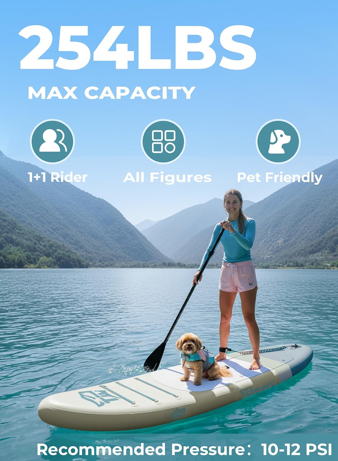 Detalle de TIGERXBANG Tavola SUP Gonfiabile Sunny Wave 305 x 84 x 15 cm — Kit completo con Pagaia, tre pinne, zaino e accessori