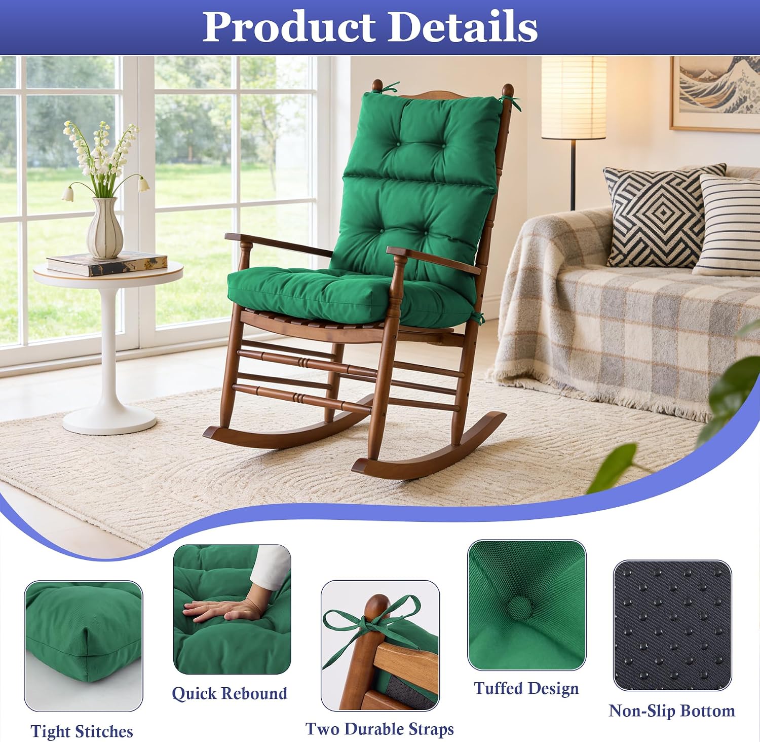 Thumbnail 6 de Aegisun Rocking Chair Cushion 44x23x4 Inch
