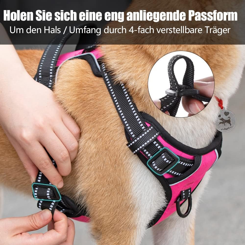 Detalle de PoyPet No Pull Hundegeschirr – reflektierendes Front- und Rückengeschirr für kleine bis mittelgroße Hunde (XS, Rosa, 1er Pack)