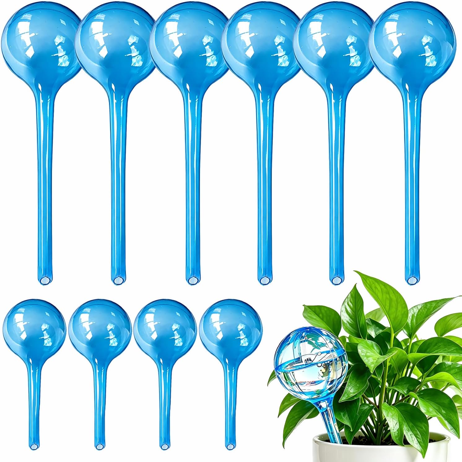 Detalle de MOONSOUND Plant Auto Watering Globes-6B, 10-Piece PVC Watering Set