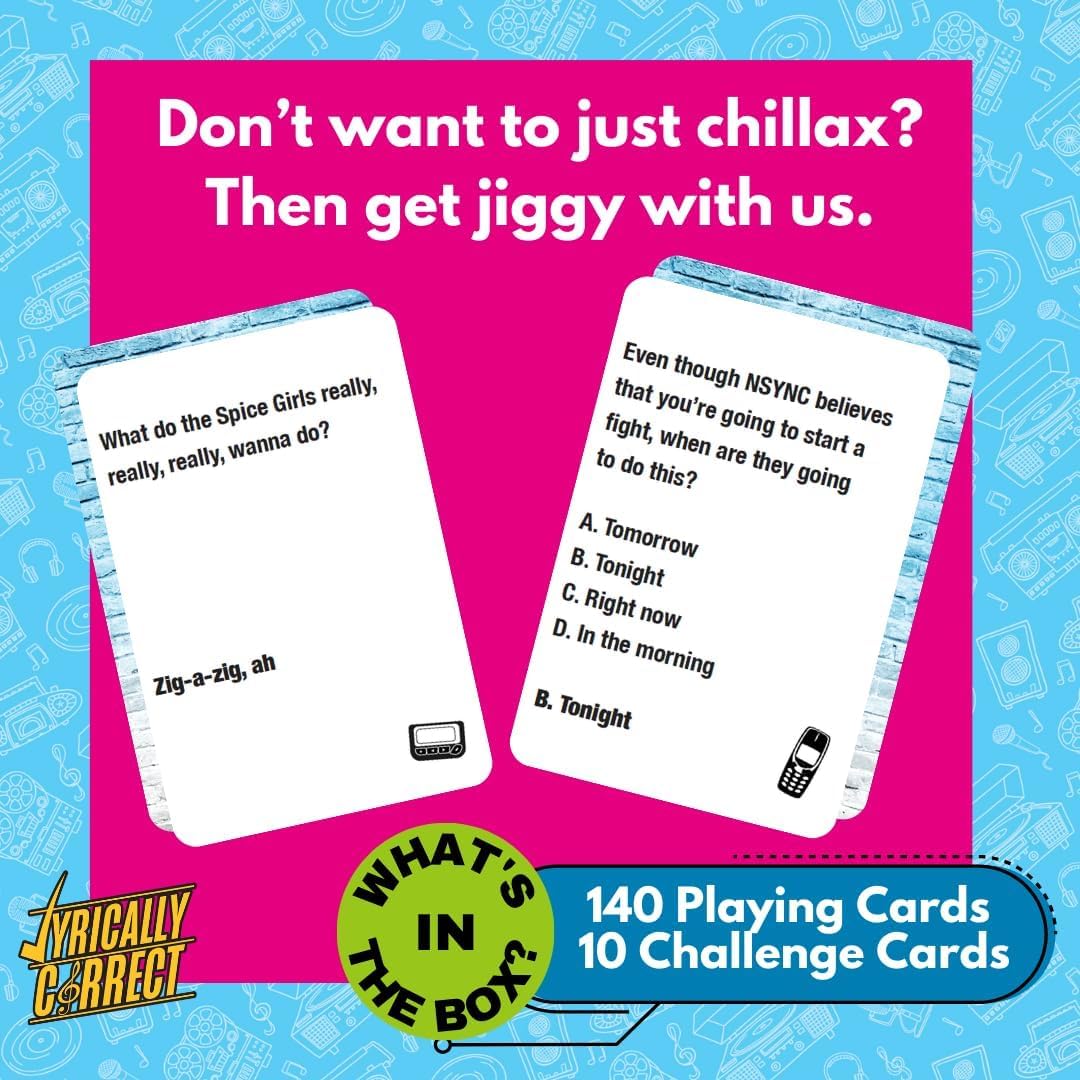 Detalle 2 de Lyrically Correct Pop Edition 1990s–2000s Music Trivia Game 🎲