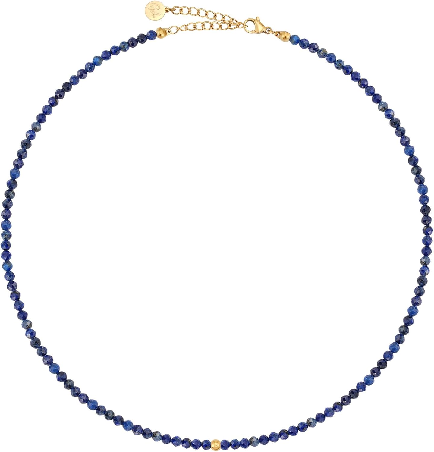 Detalle de GD GOOD.designs Perlenkette Damen aus echten facettierten Natursteinen 4mm – Verstellbare 18K-Goldkette, 40–45 cm, wasserfestes Boho-Schmuckstück