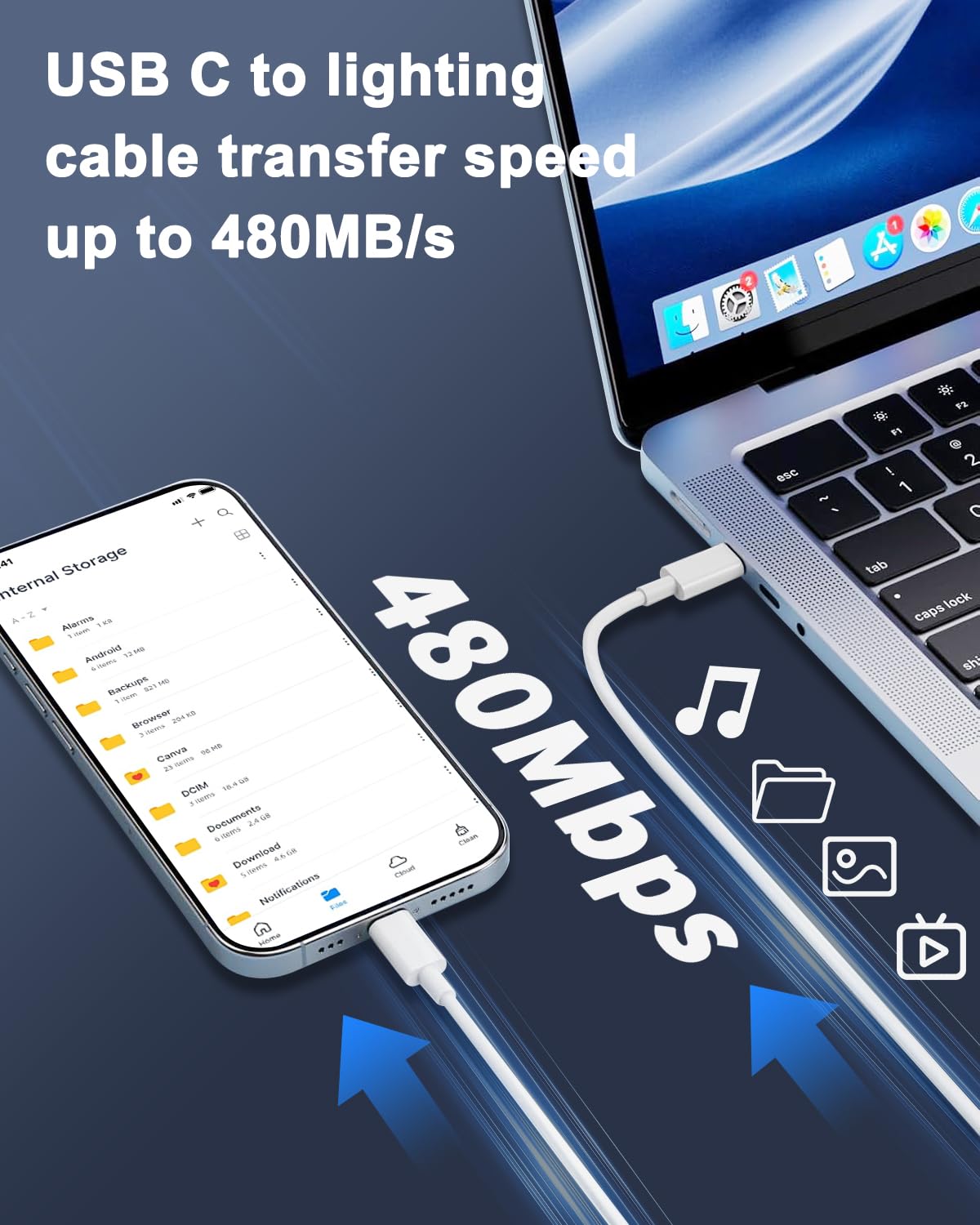 Detalle 2 de Cable iPhone 3m USB‑C vers Lightning certifié MFi – longueur idéale pour domicile et déplacement