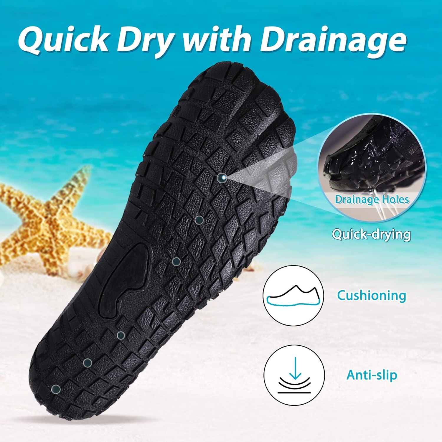 Thumbnail 3 de Wasserschuhe Unisex Damen & Herren – Schnelltrocknende Strandschuhe mit Drainagelöchern 36–46EU