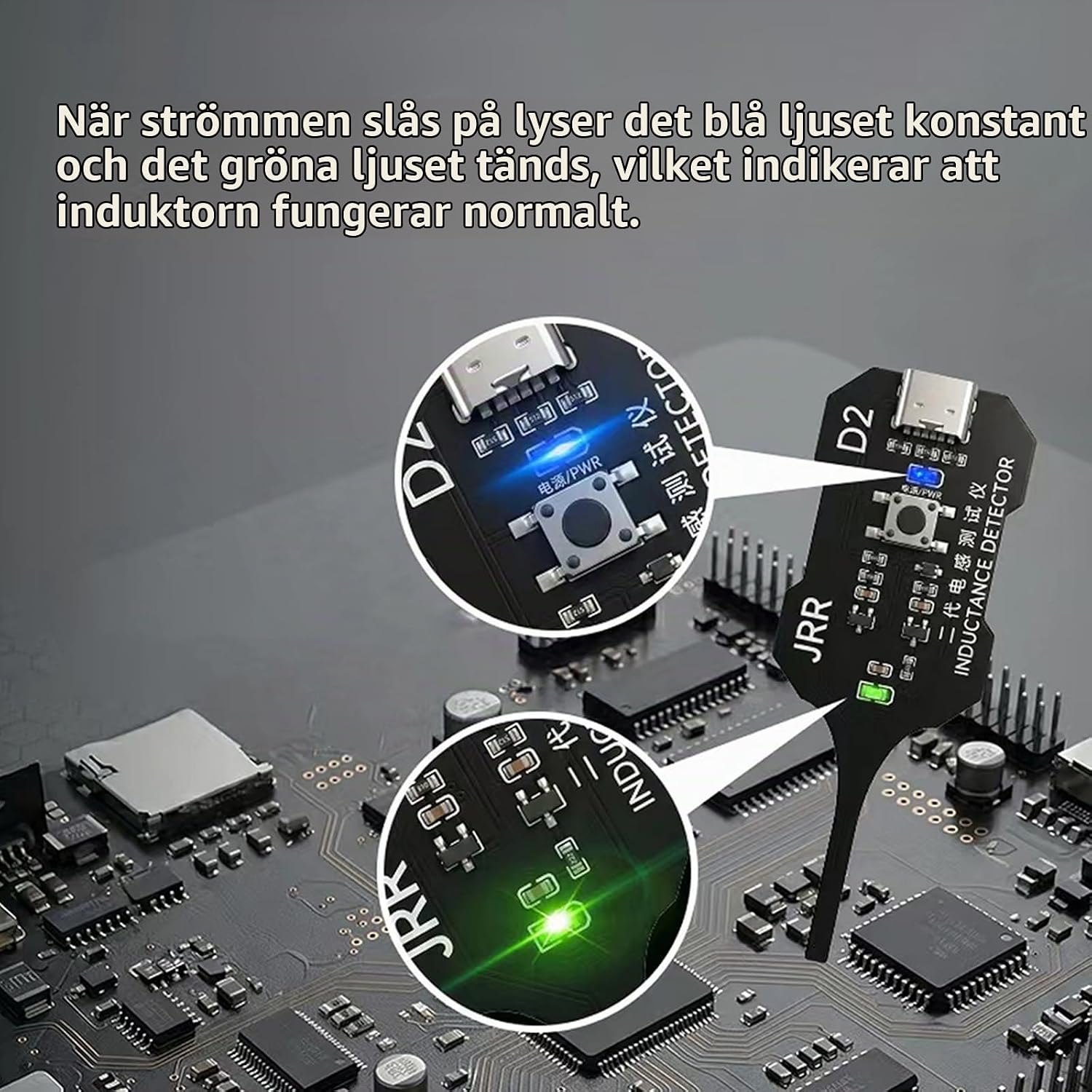 Detalle 2 de diymore JRR D2 induktanstestare V2.0 med USB-C och dubbel LED-display