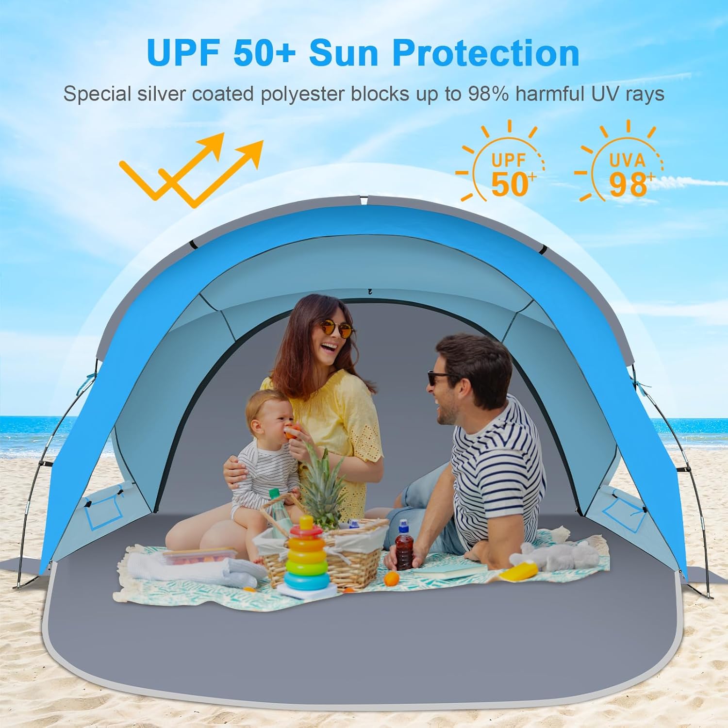 Detalle de Gorich Beach Tent Sun Shelter with UPF50+ UV Protection for 1-7 People
