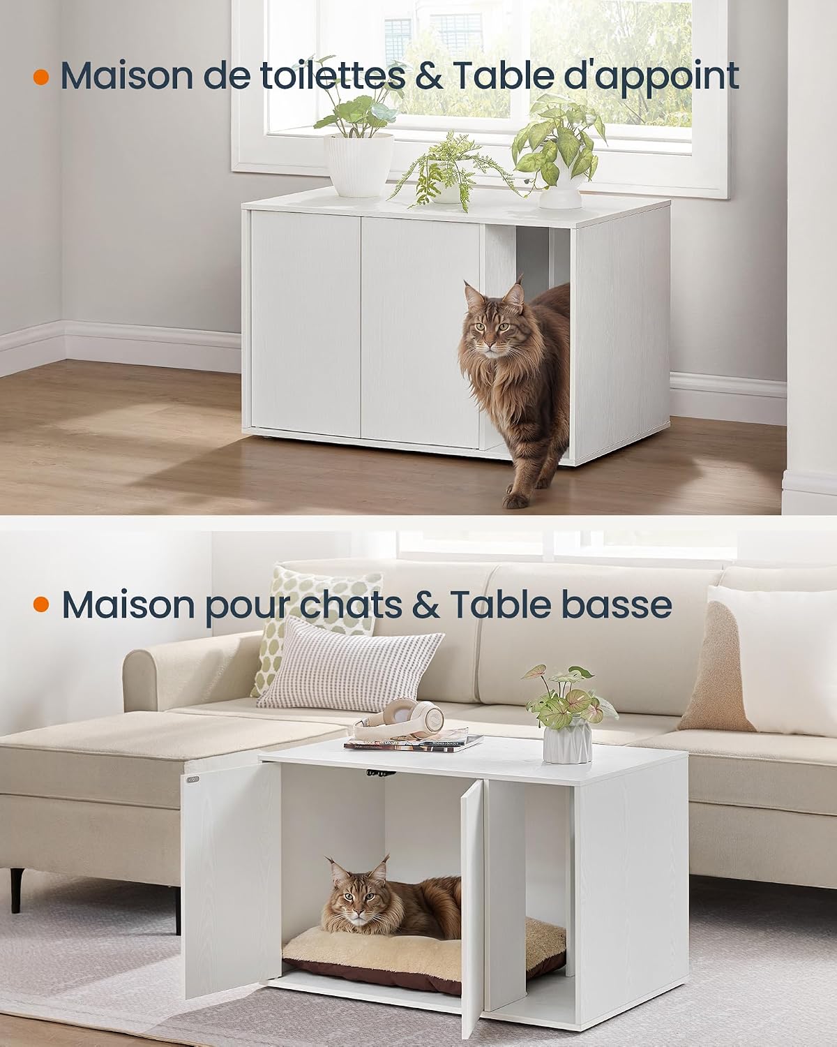 Detalle de SONGMICS HOME PCL233WJ05 : meuble litière pour chat avec assemblage ultra-rapide