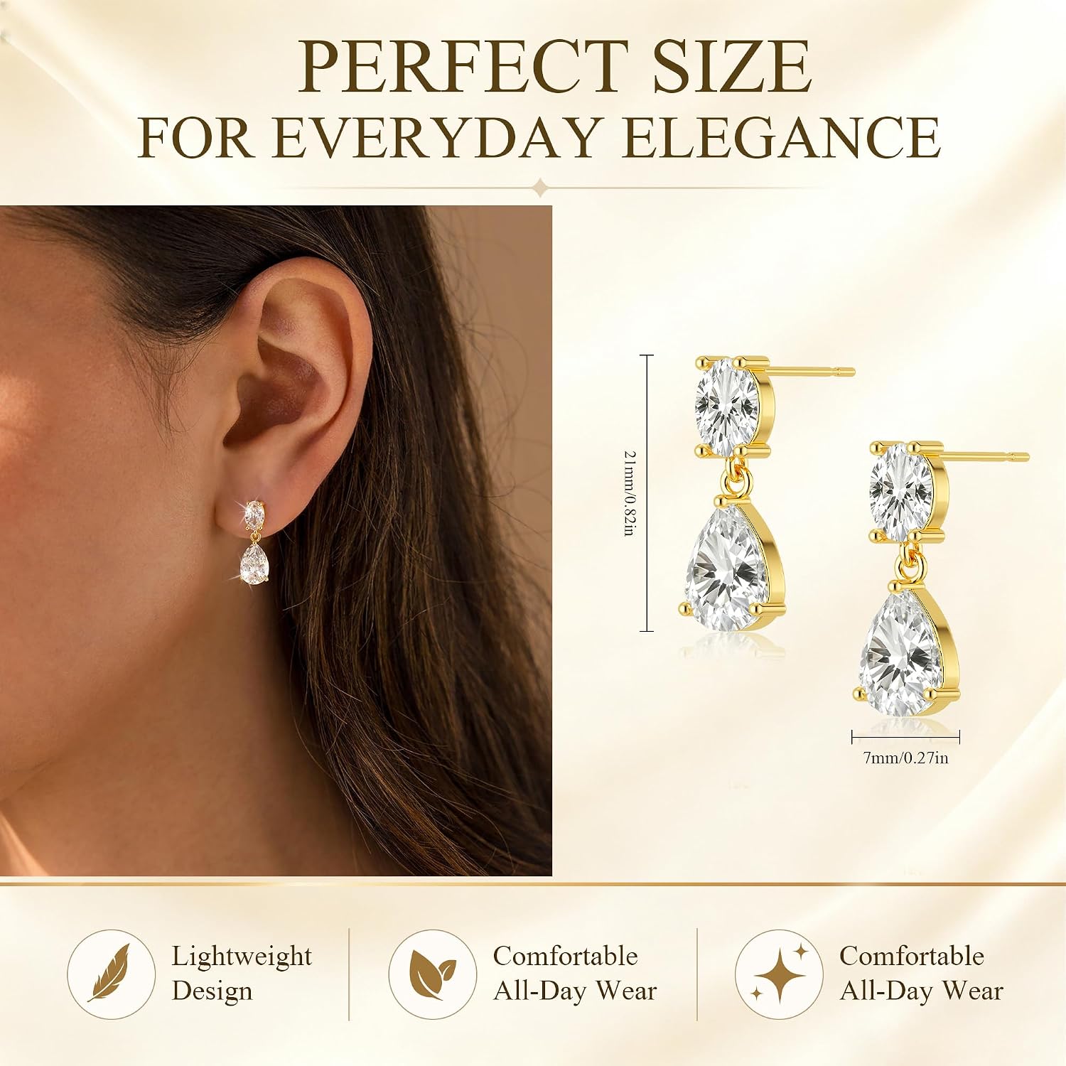 Detalle de Moodear Drop Earrings, 14K Gold Plated