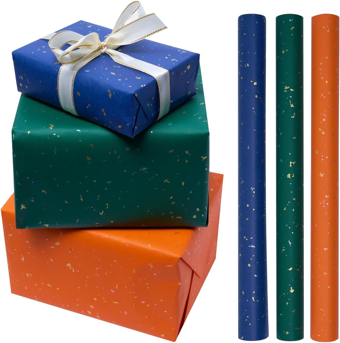 Thumbnail 6 de 3 Rolls Birthday Gift Wrapping Paper (43cm x 3m) in Christmas Blue, White & Black – gift wrap for birthdays, parties and weddings