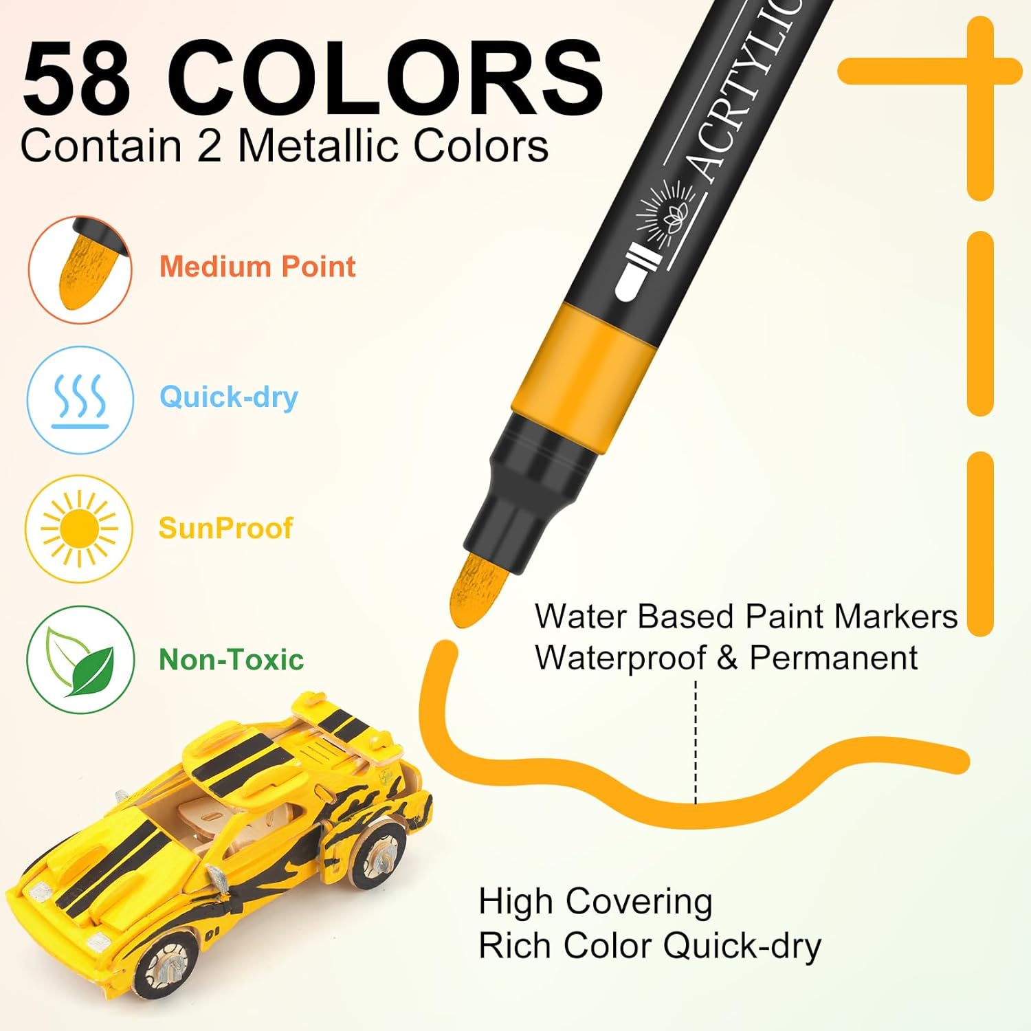 Thumbnail 1 de NICETY 58 Colours 3mm acrylic paint pens 🎨