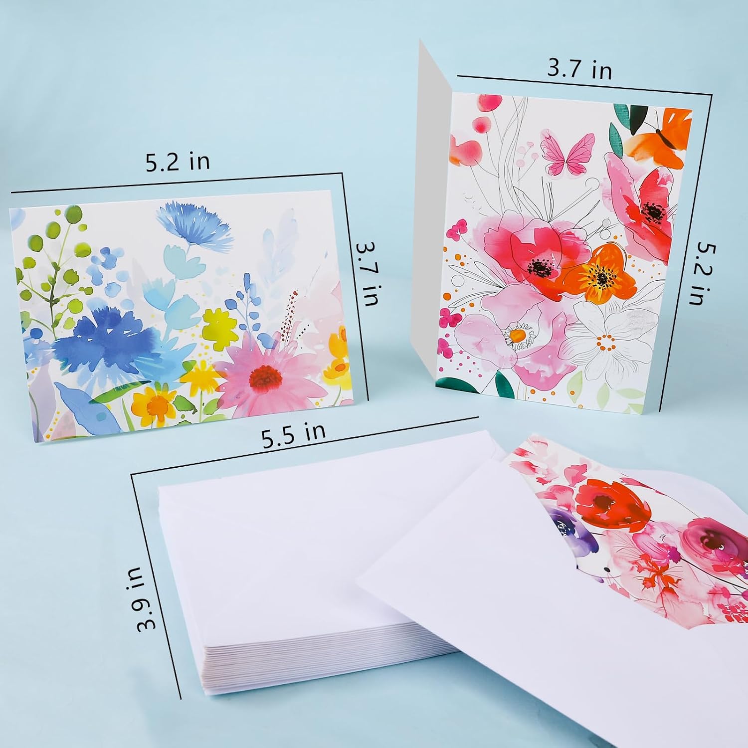 Detalle de FUHITIM 48-Pack Blank Greeting Cards with Envelopes, Watercolor Floral Designs