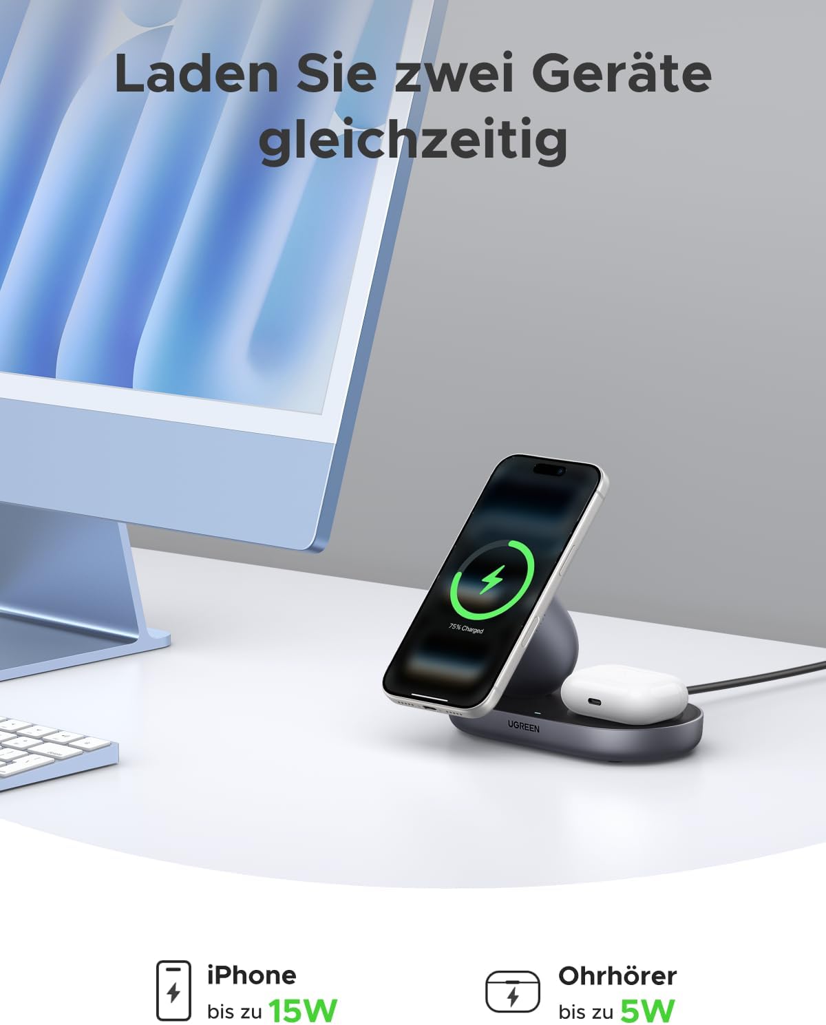 Thumbnail 2 de UGREEN Zapix 2-in-1 MagSafe Ladegerät 15W