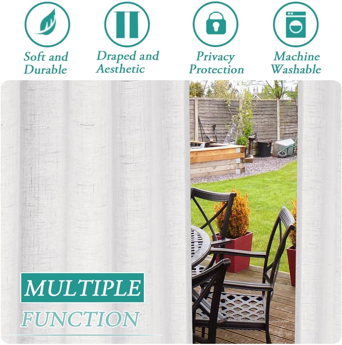 Thumbnail 4 de Outdoor sheer pergola curtains 132 x 213cm