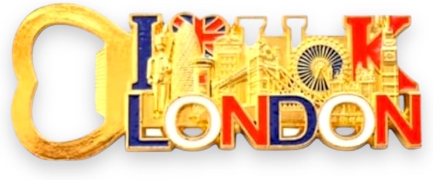 Thumbnail 2 de London Souvenirs Metal Fridge Magnets – Union Jack England Magnet with Gold Bottle Opener