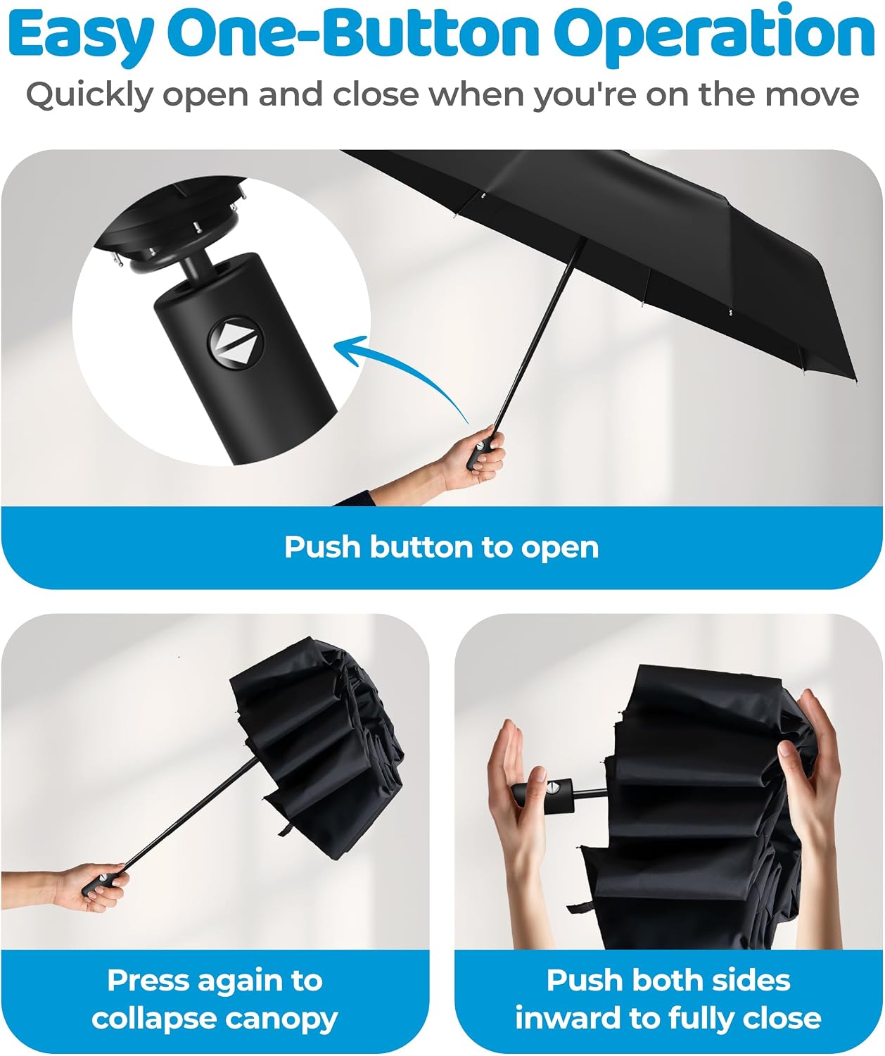 Detalle 2 de Rain-Mate Windproof Compact Umbrella (Auto Open & Close) — Portable Folding Travel Umbrella for Rain