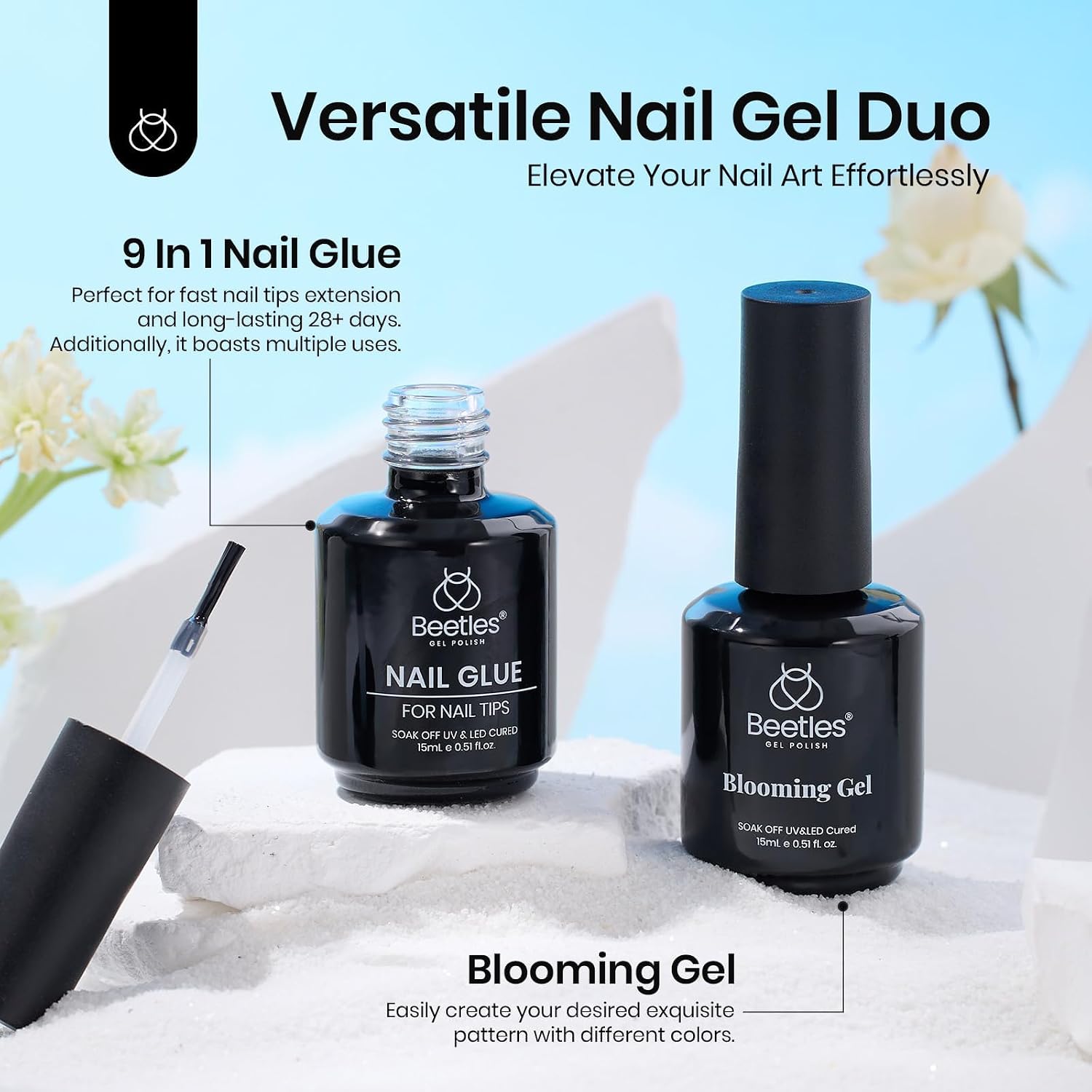 Thumbnail 1 de Beetles Nail Glue and Blooming Gel Set, 2 x 15 ml for Nail Art