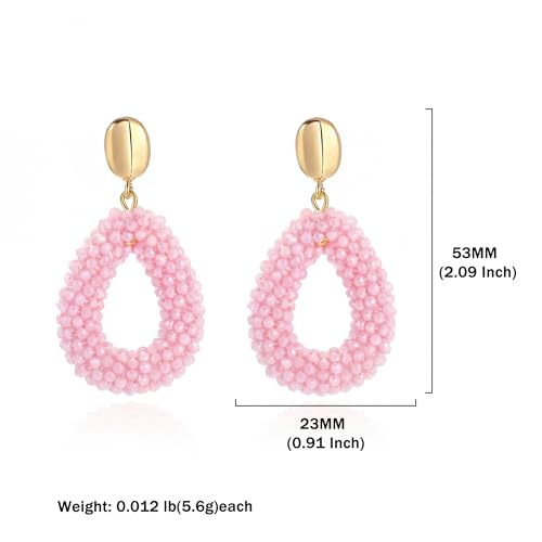 Detalle de Boho Ohrringe hängend für Damen – Tropfenförmige Reisperlen von Joya Love